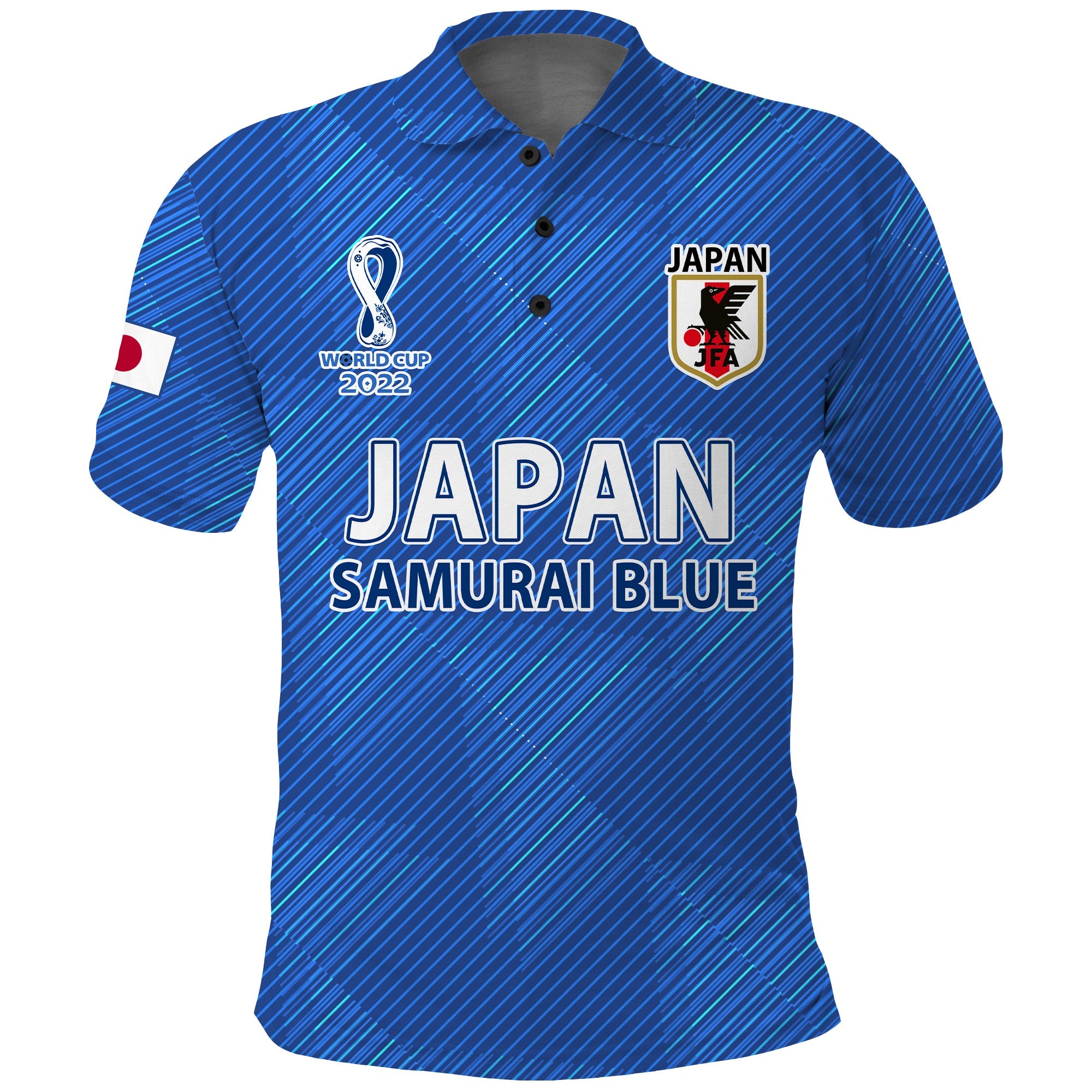 Japan Football Polo Shirt Samurai Blue Champions 2022 World Cup LT13 - Wonder Print Shop