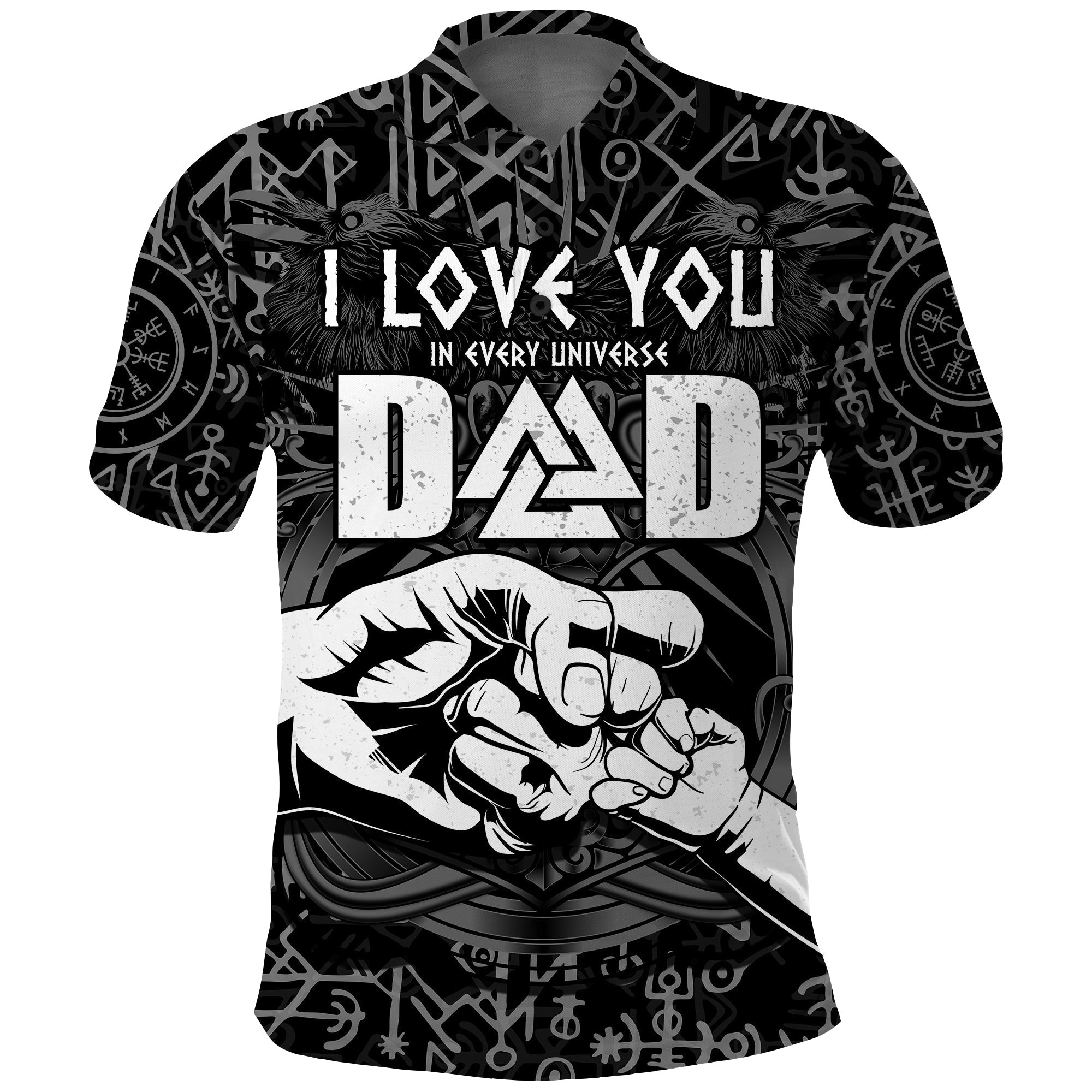 Viking Dad Polo Shirt Happy Fathers Day Style Runes and Mjolnir LT13 - Wonder Print Shop