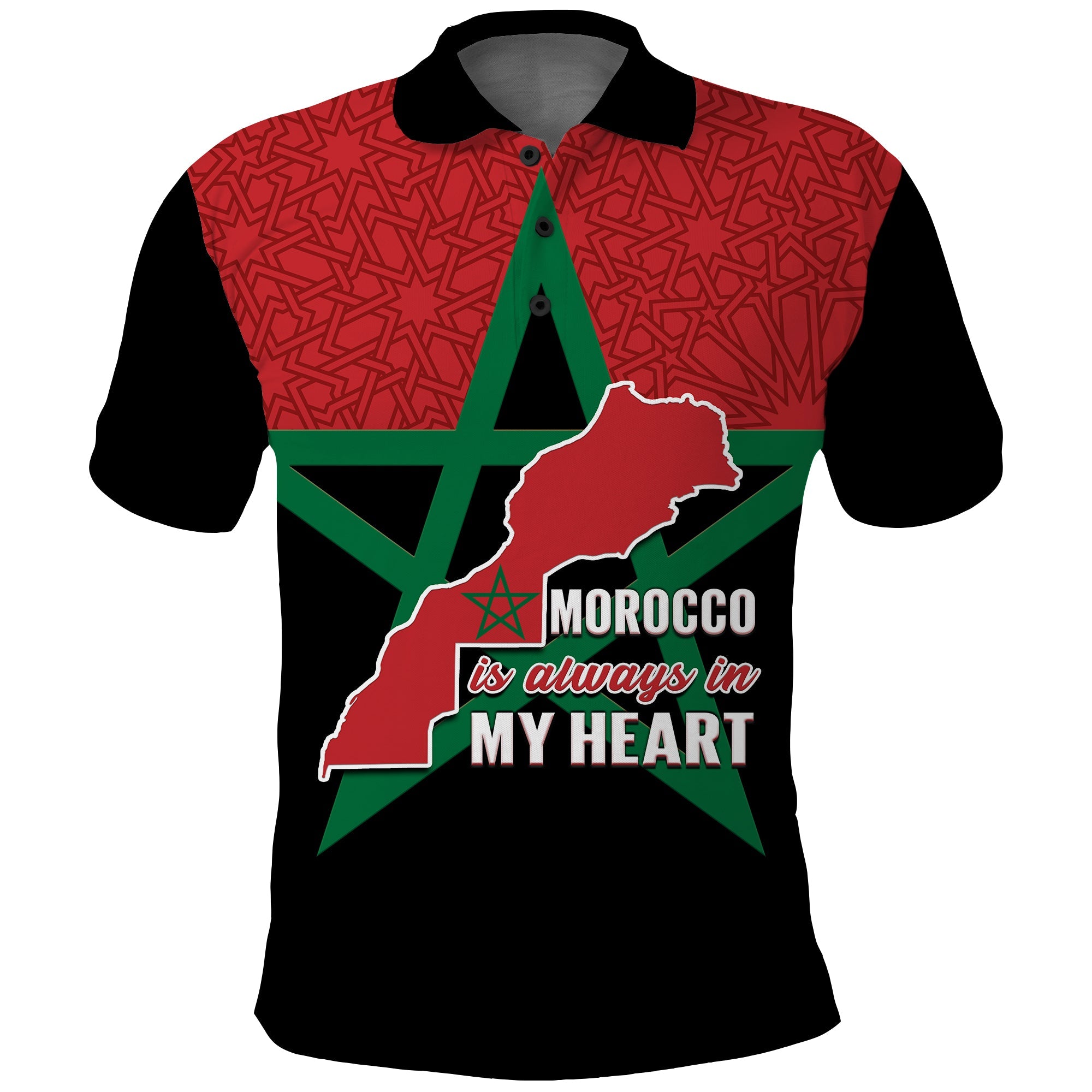 Western Sahara Morocco Polo Shirt Map Black Moroccan Is Always In My Heart - Wonder Print Shop