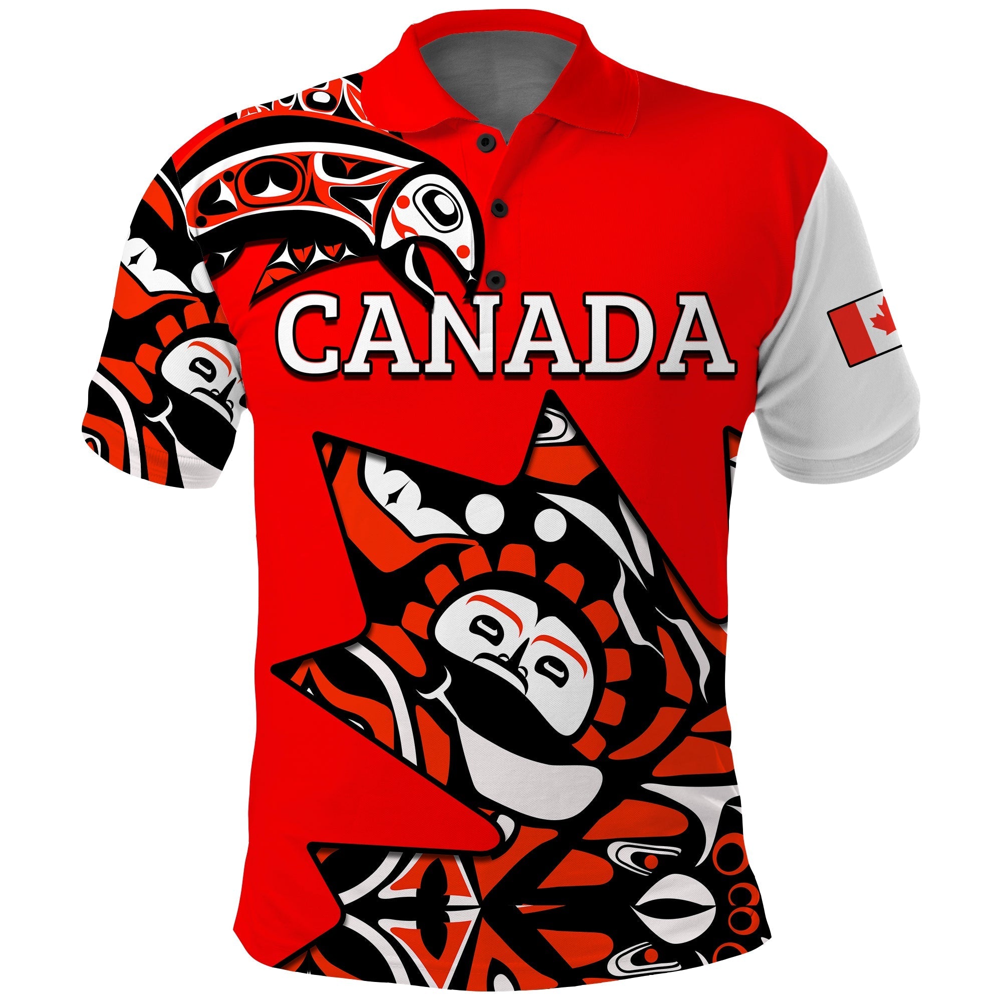 Canada Haida Polo Shirt Maple Leaf Canadian LT13 - Wonder Print Shop