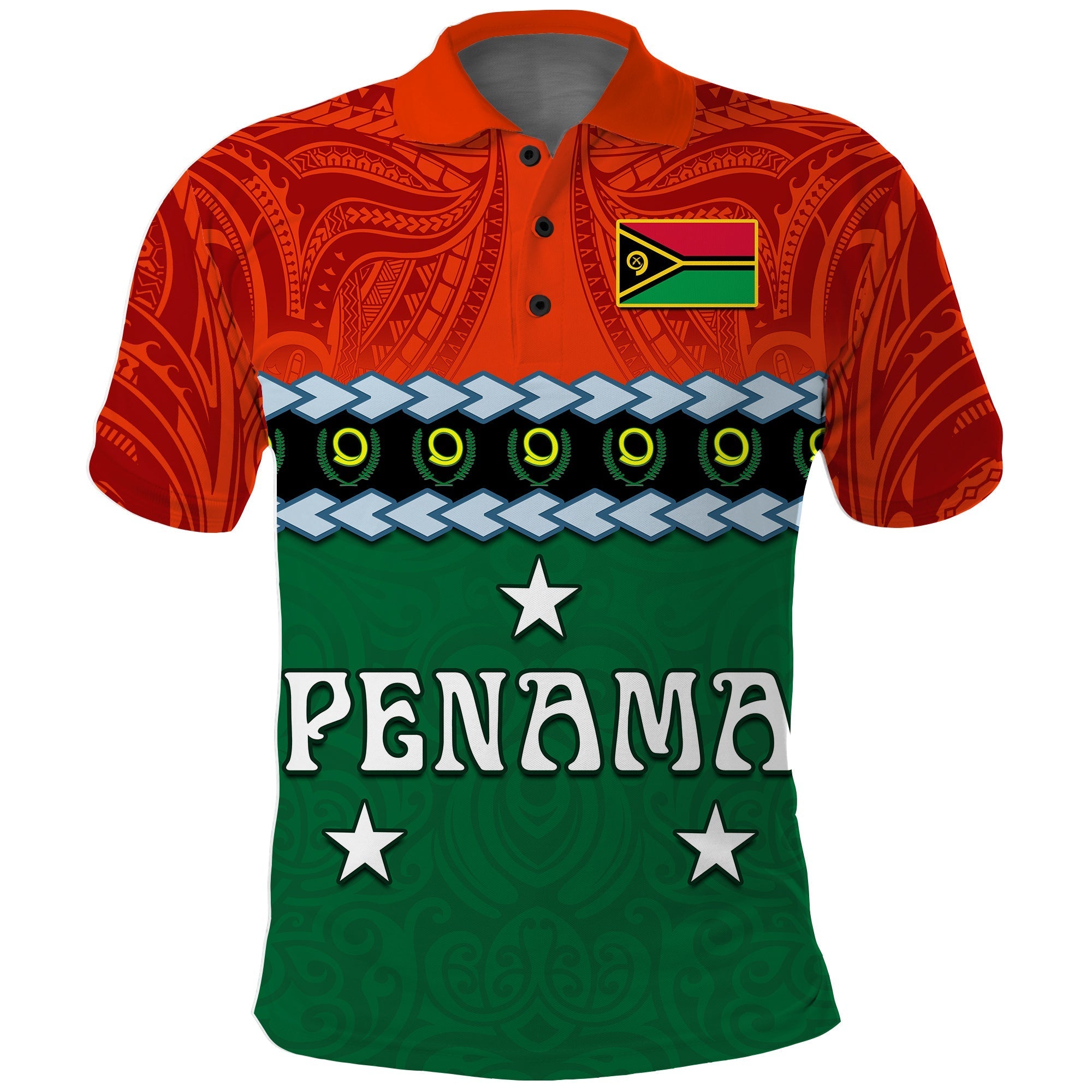 Custom Penama Province Polo Shirt Vanuatu Pig Tusk Polynesian Flag Style - Wonder Print Shop