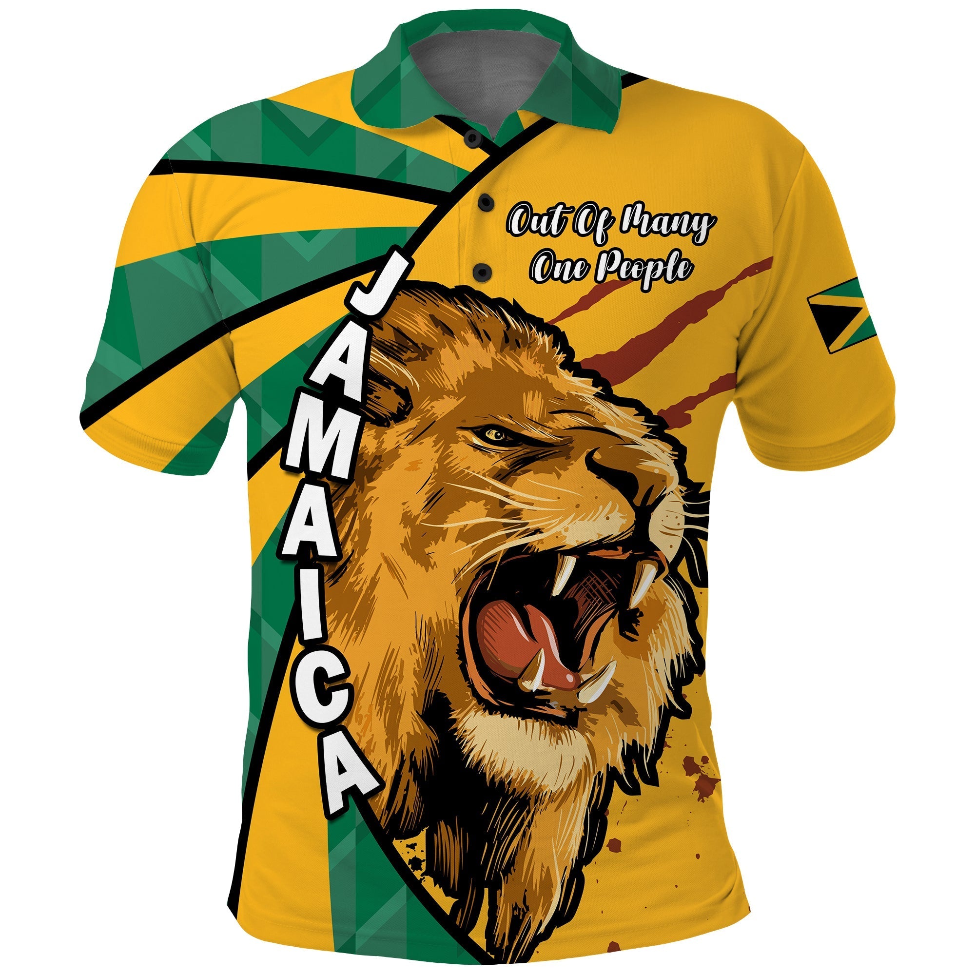 Jamaica Athletics Polo Shirt Jamaican Flag Mix Lion Sporty Style - Wonder Print Shop