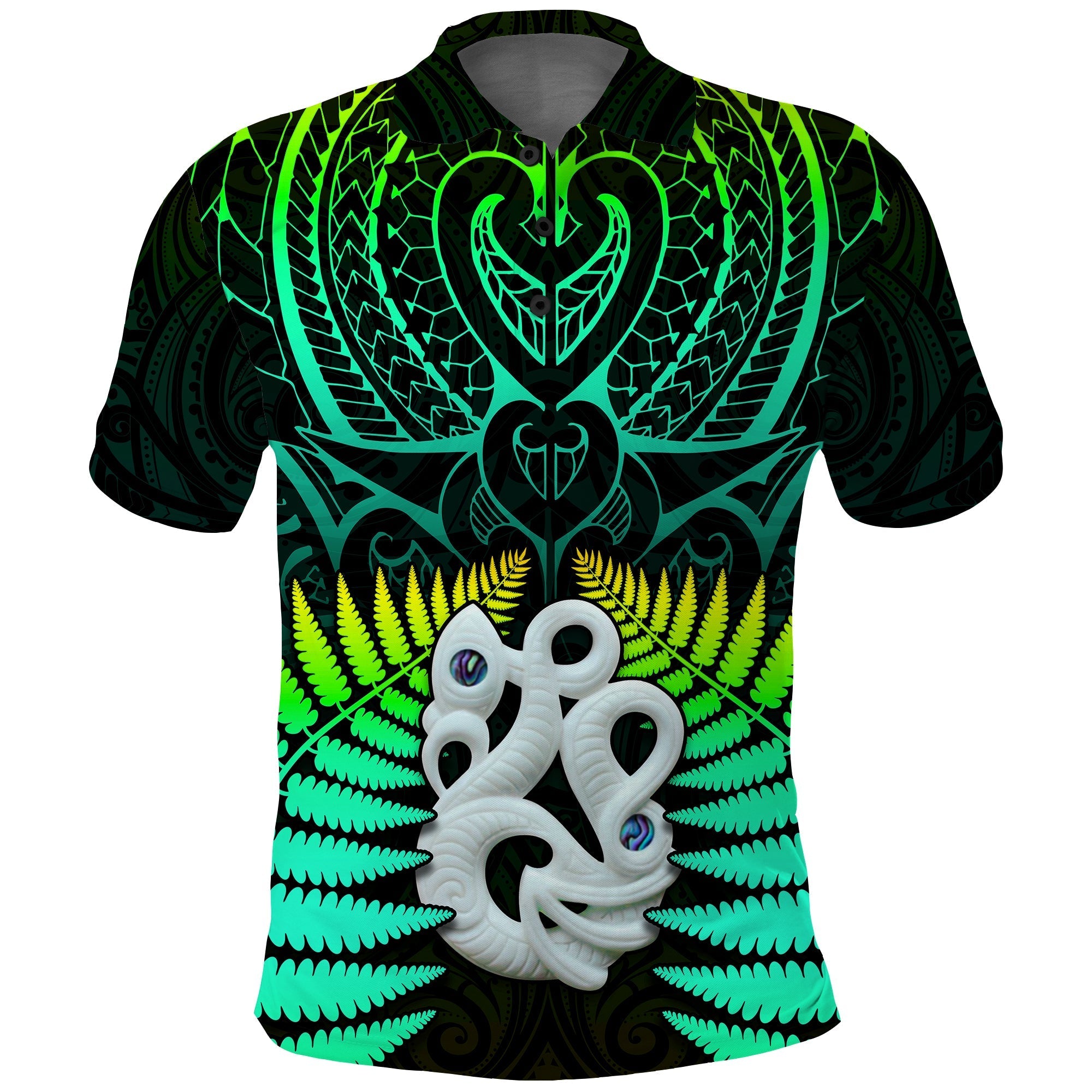 Aotearoa Fern Polo Shirt New Zealand Hei Tiki Green Style LT13 - Wonder Print Shop