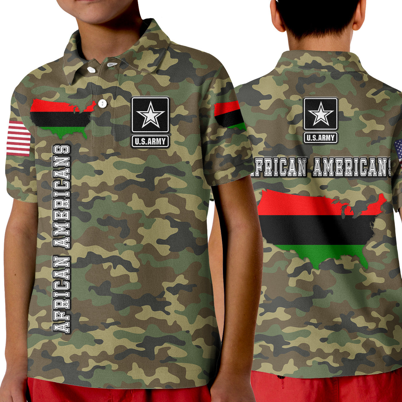 military-of-african-americans-polo-shirt-kid-flag-simple-style