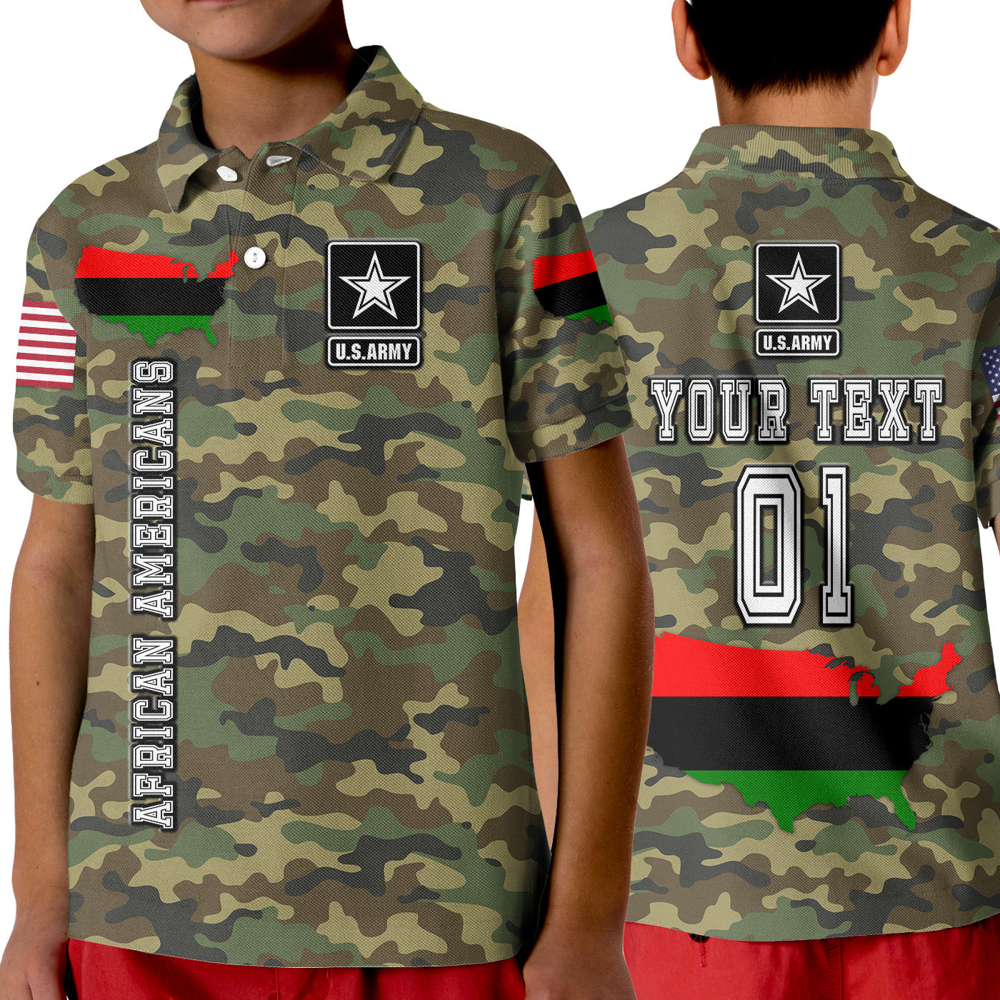 Custom Military of African Americans Polo Shirt KID Flag Simple Style LT8 - Wonder Print Shop