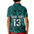 Custom Text and Number New Zealand Silver Fern Rugby Polo Shirt KID All Black Turquoise NZ Maori Pattern LT13 - Wonder Print Shop