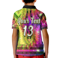 Kids dashiki polo back with 'Your Text 13' print and black collar