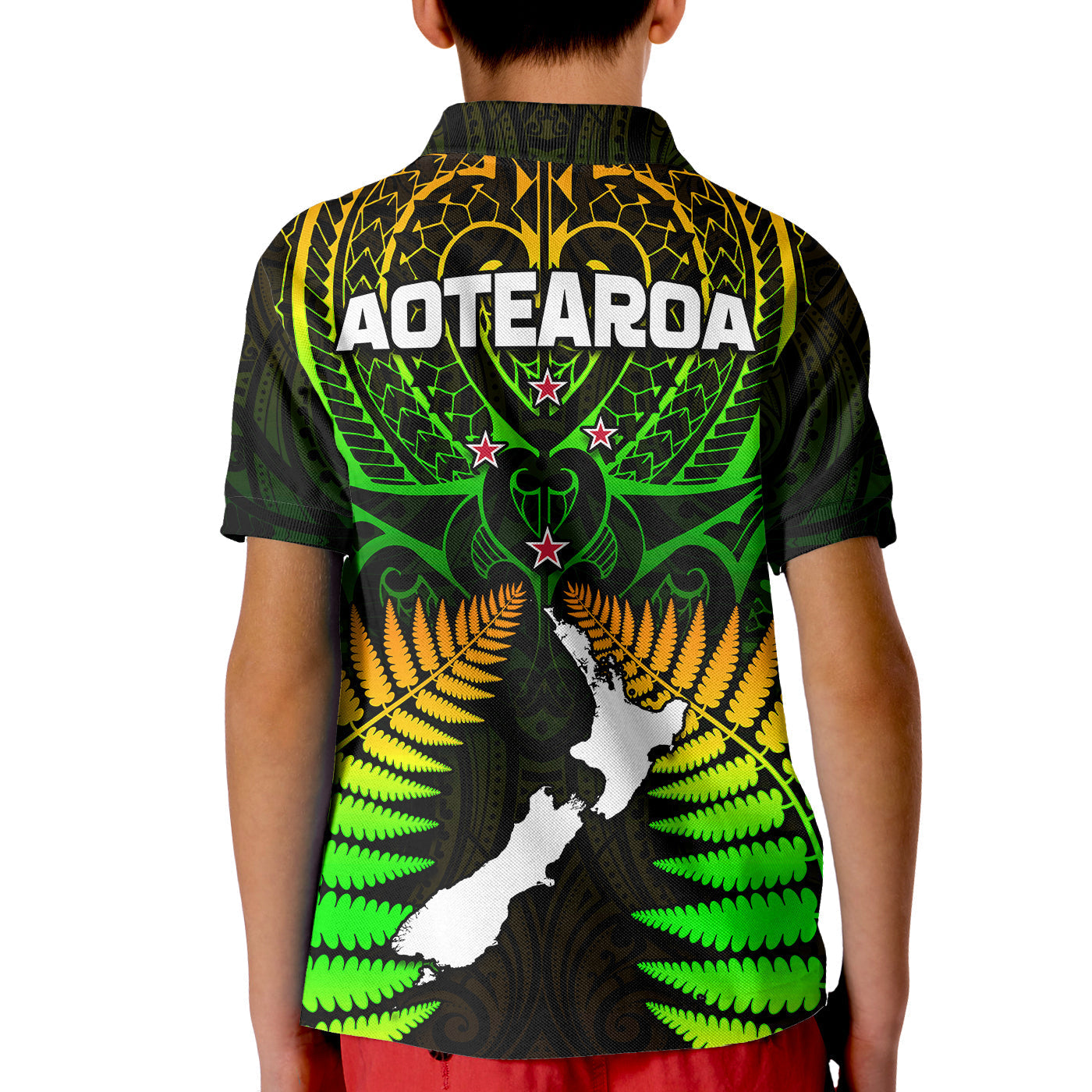 Aotearoa Fern Polo Shirt KID New Zealand Hei Tiki Special Style LT13 - Wonder Print Shop