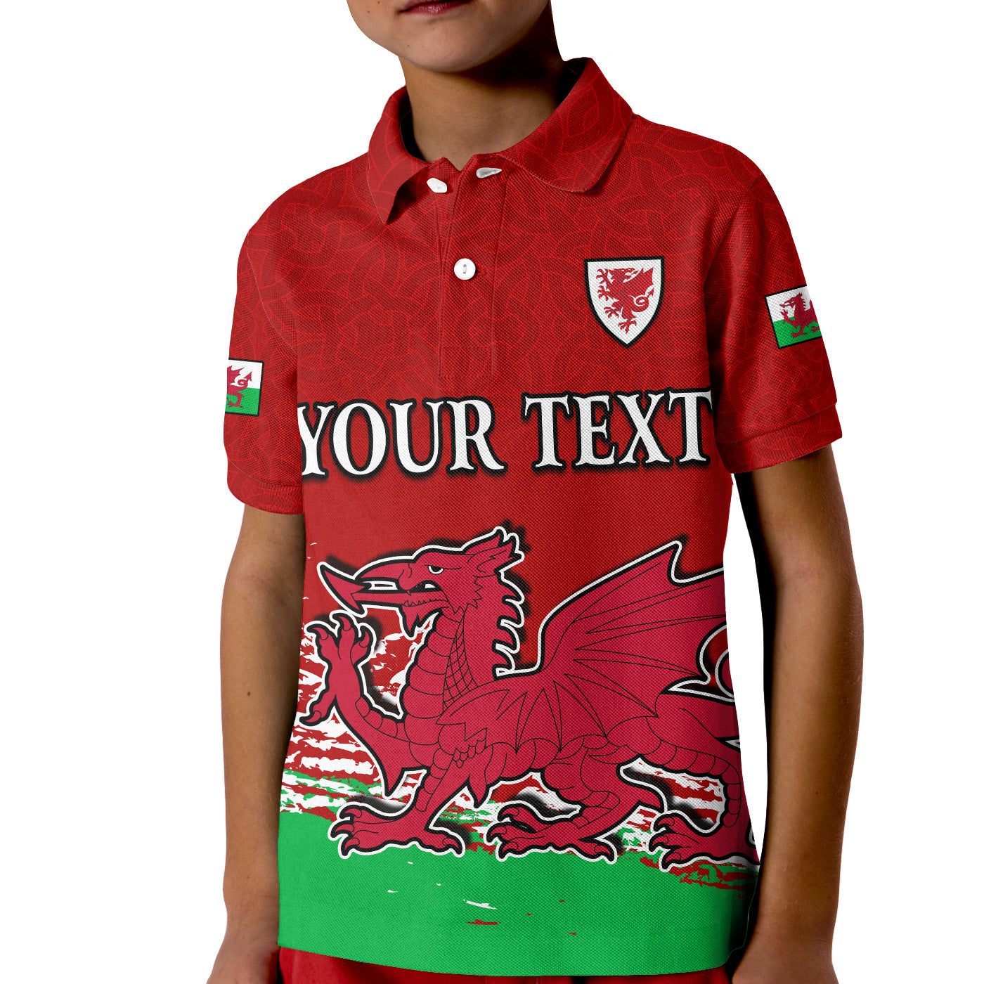 Custom Wales Polo Shirt Football 2022 KID Come On CYMRU The Red Wall LT13 - Wonder Print Shop