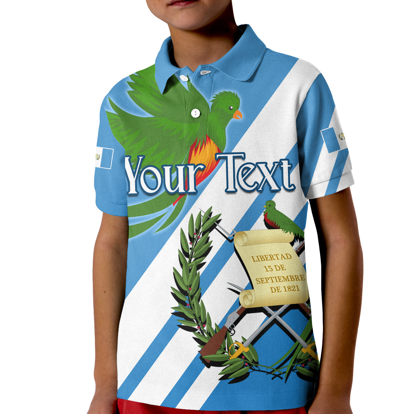 Custom Guatemala Polo Shirt KID Resplendent Quetzal Gorgeous LT13 - Wonder Print Shop