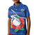 (Custom Text And Number) Samoa Rugby Polo Shirt KID Manu Samoa Polynesian Hibiscus Blue Style - Wonder Print Shop