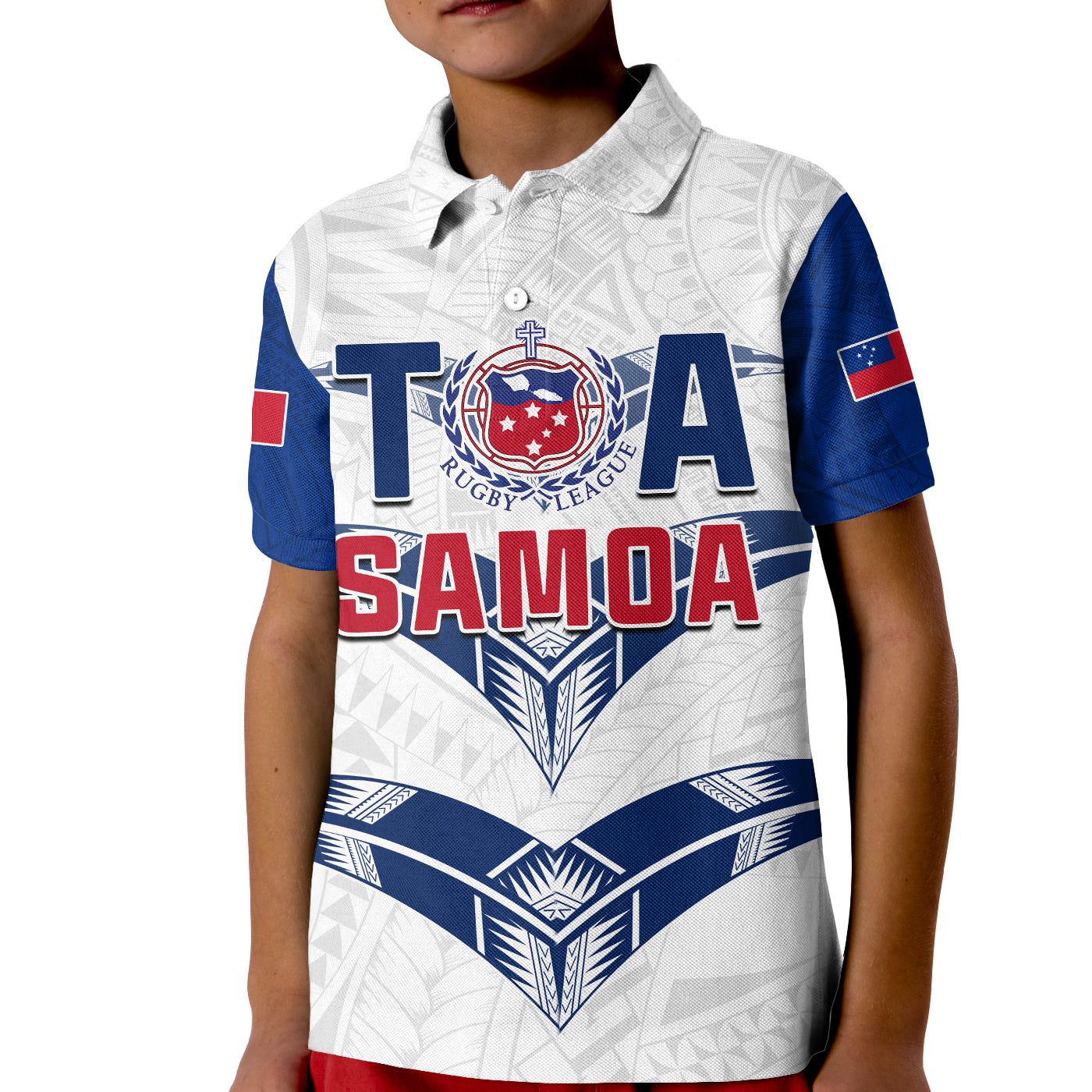 Toa Samoa Rugby Polo Shirt KID Siamupini Proud White LT13 - Wonder Print Shop