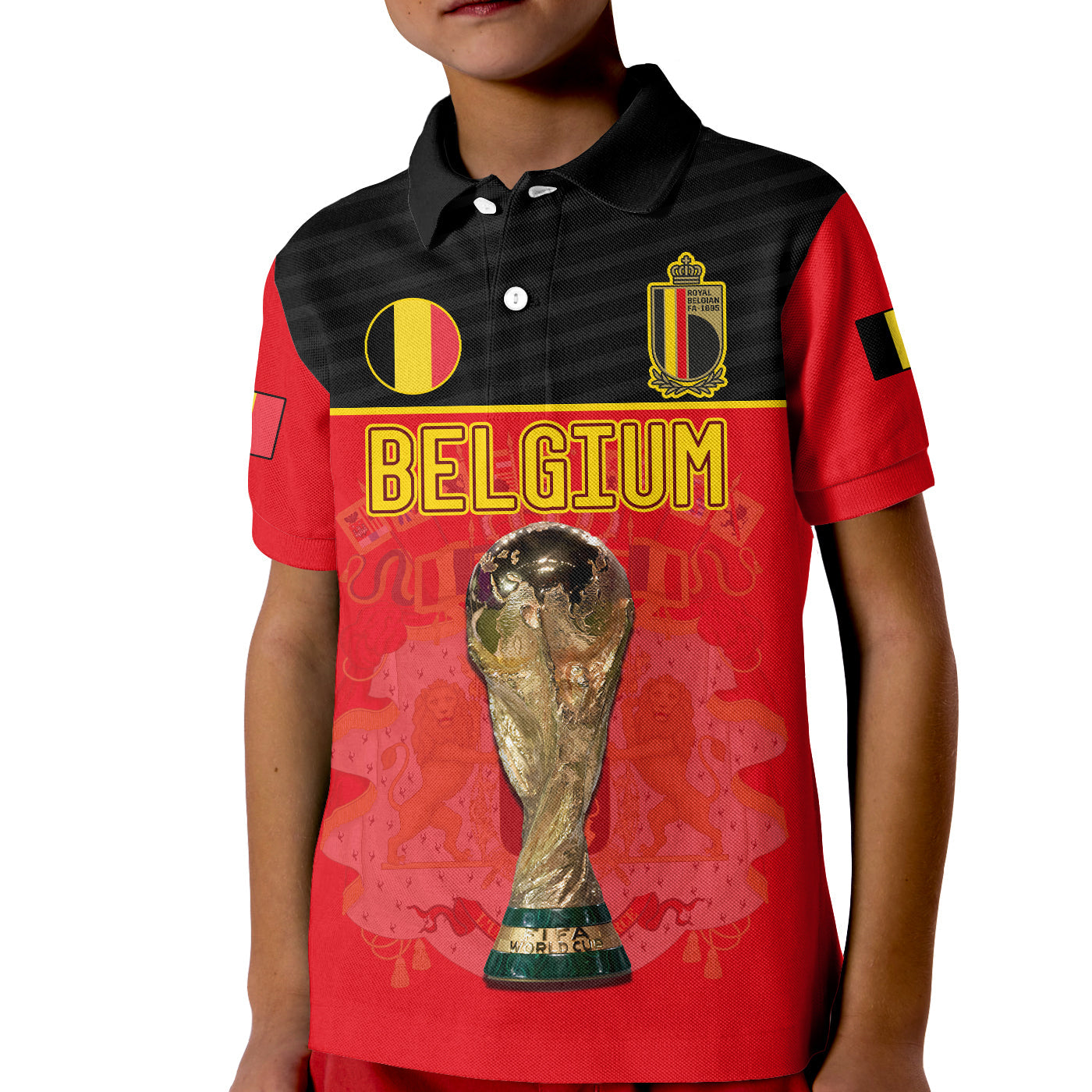 Belgium Polo Shirt Football 2022 KID De Rode Duivels Sporty Style - Wonder Print Shop