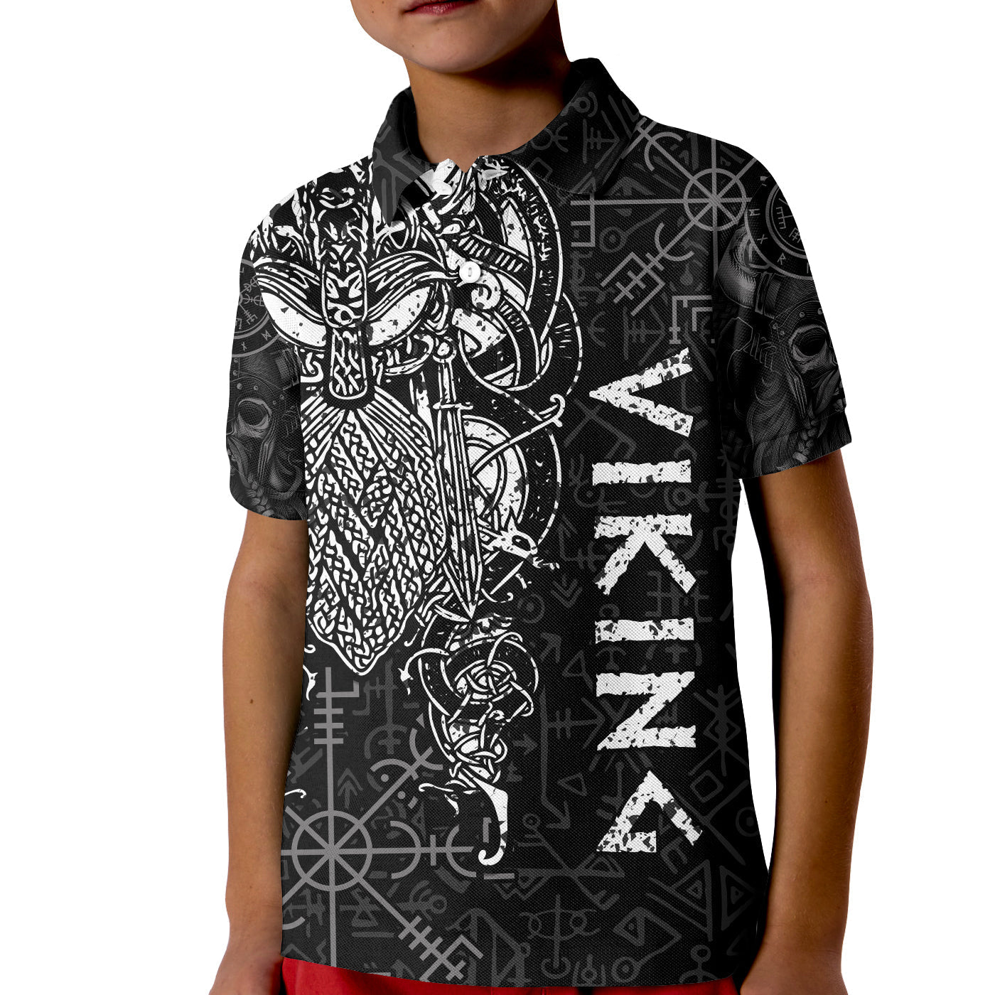 Viking Dad Polo Shirt KID Odin Runes Fathers Day LT13 - Wonder Print Shop