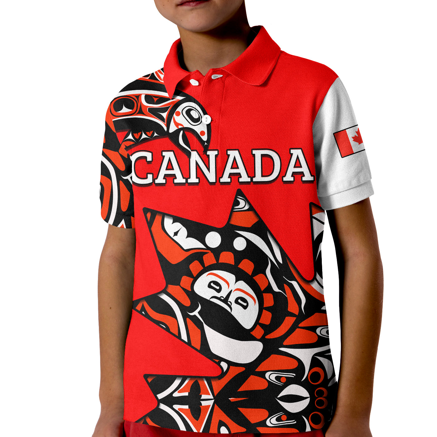 Canada Haida Polo Shirt KID Maple Leaf Canadian LT13 - Wonder Print Shop