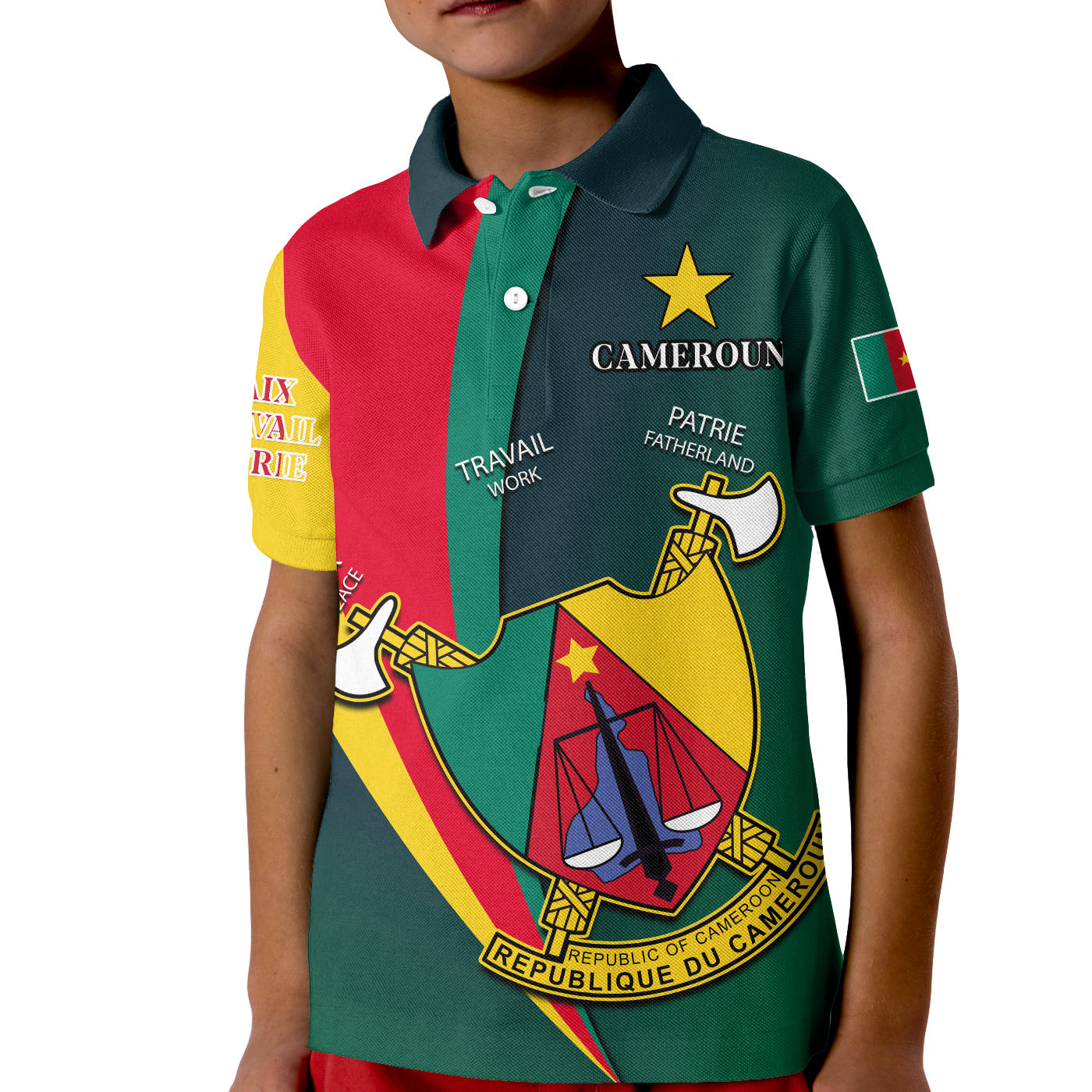 Cameroon Polo Shirt KID Map Cameroun Style Flag LT13 - Wonder Print Shop