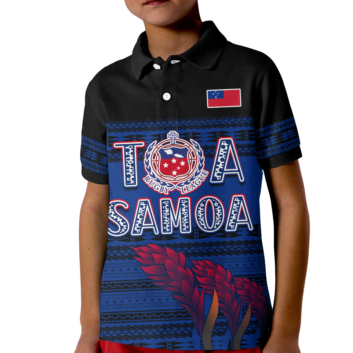 Toa Samoa Rugby Polo Shirt KID Uso Aso Uma Go Champions Blue LT13 - Wonder Print Shop