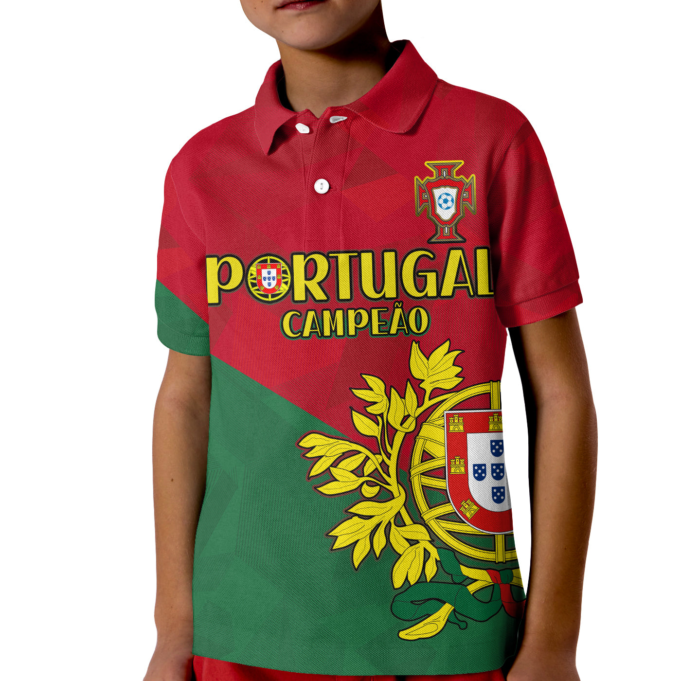 Portugal Football Polo Shirt KID Campeao Football 2022 Proud LT13 - Wonder Print Shop