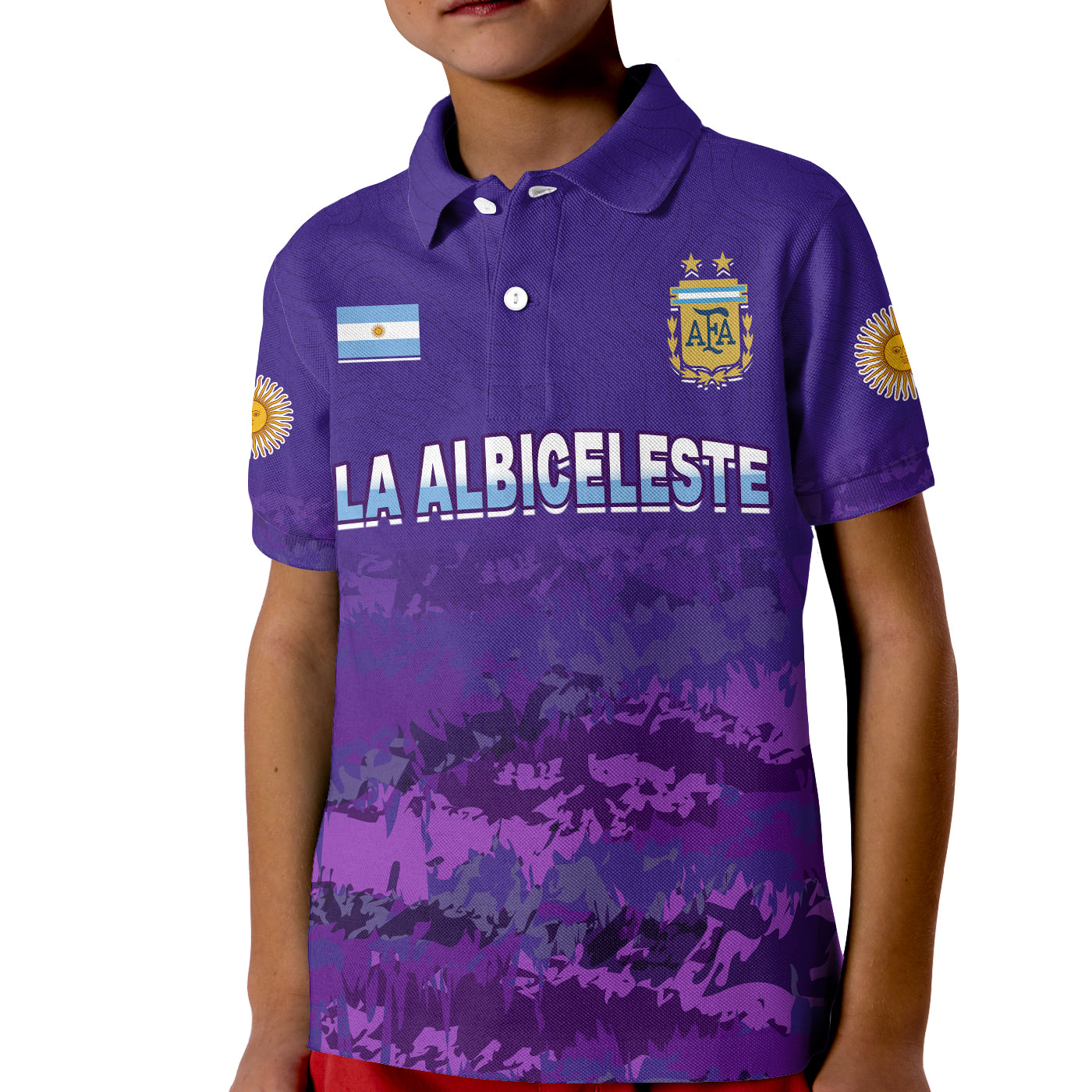 Argentina Football Polo Shirt KID Go Champions La Albiceleste LT13 - Wonder Print Shop