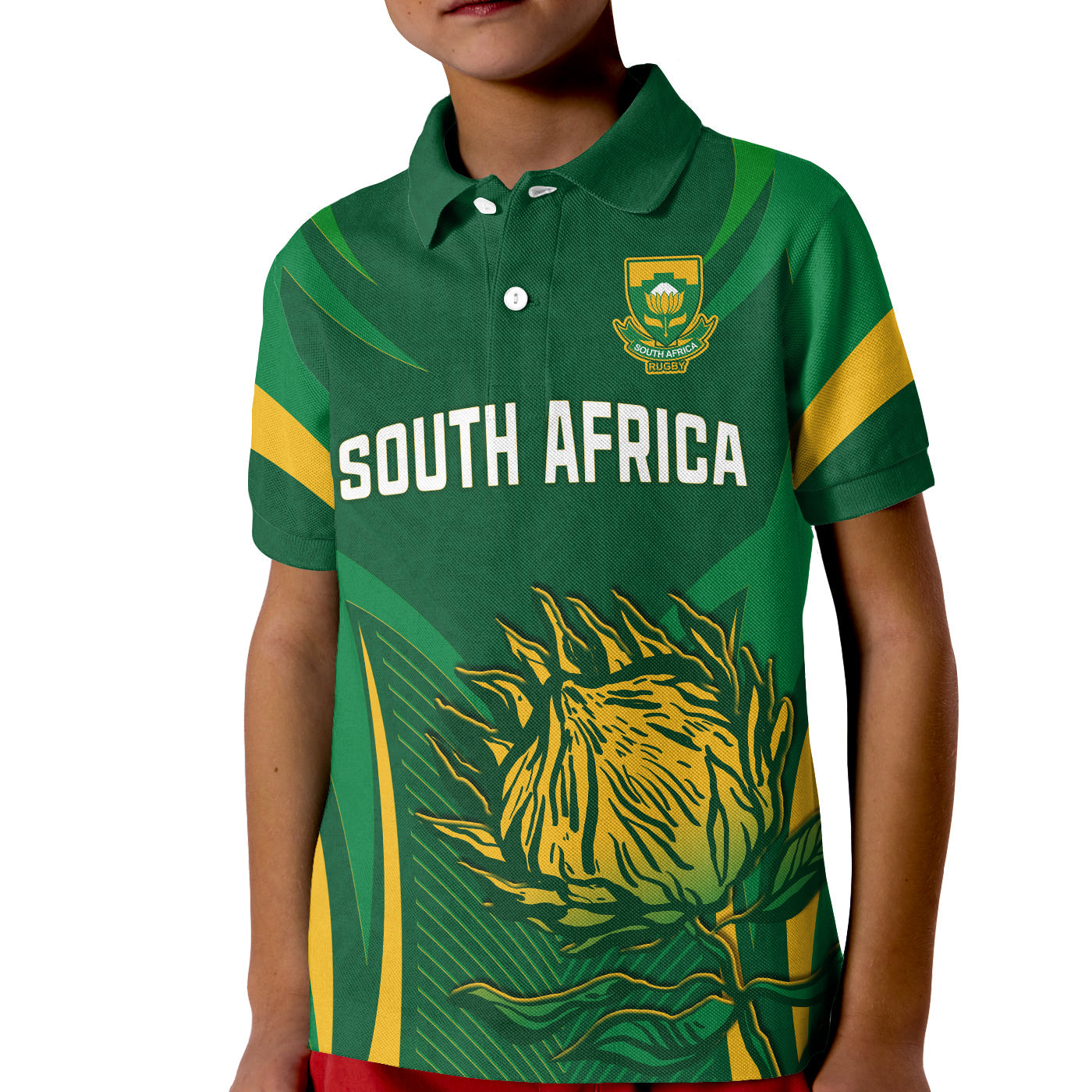 South Africa Rugby Polo Shirt KID Springboks Champion LT13 - Wonder Print Shop