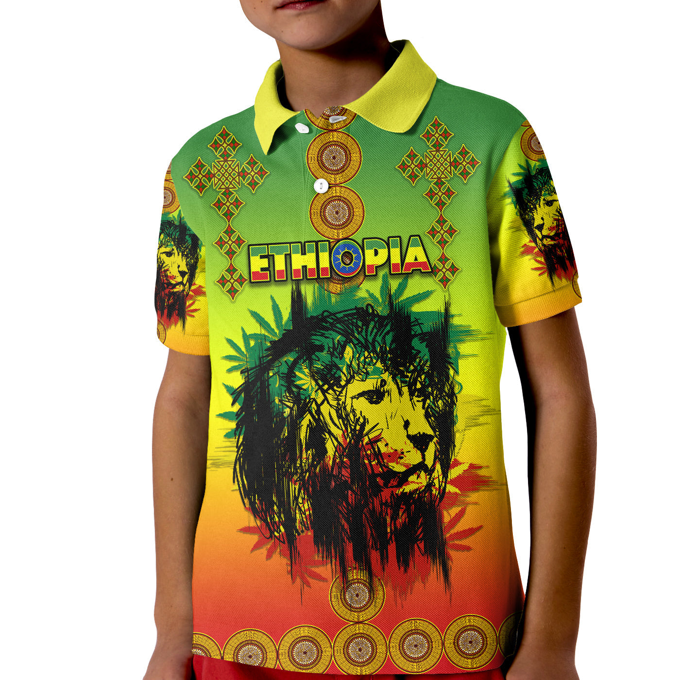 ethiopia-polo-shirt-kid-cross-mix-lion-colorful-style