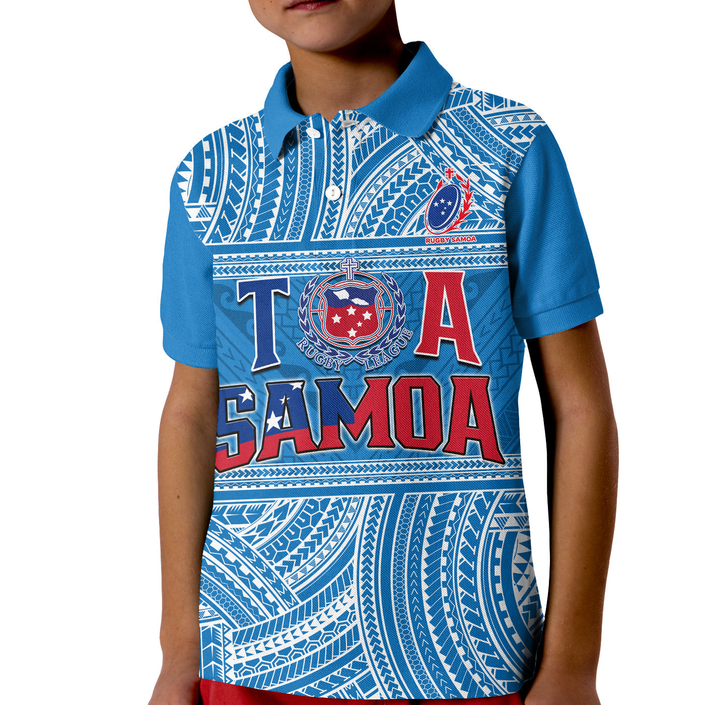 Toa Samoa Rugby Polo Shirt KID Samoan Pattern Be Unique LT13 - Wonder Print Shop