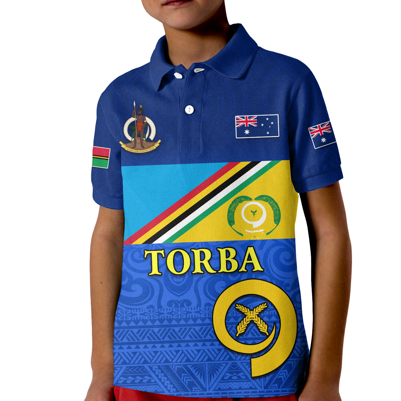 Custom Torba Vanuatu Province Polo Shirt KID Mix Australia Flag LT13 - Wonder Print Shop