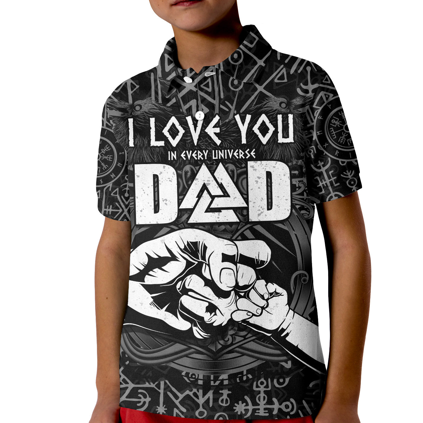 Viking Dad Polo Shirt KID Happy Fathers Day Style Runes and Mjolnir LT13 - Wonder Print Shop