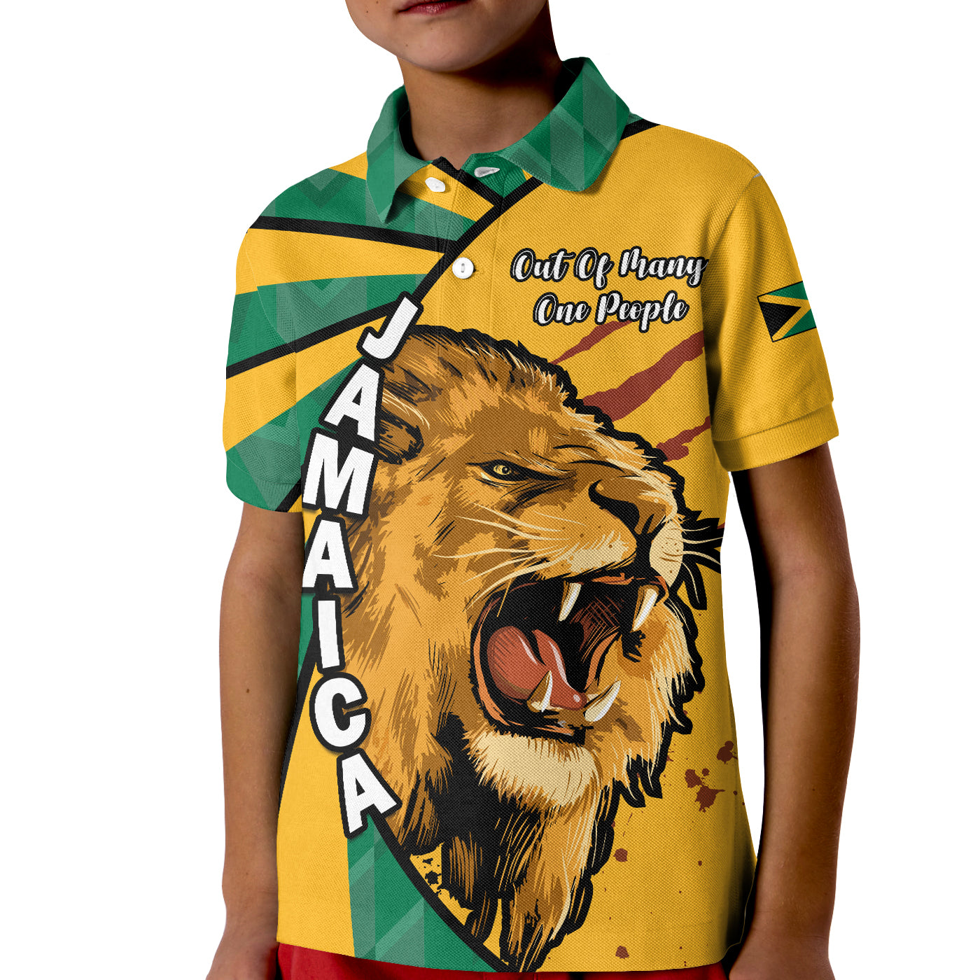 Jamaica Athletics Polo Shirt KID Jamaican Flag Mix Lion Sporty Style - Wonder Print Shop