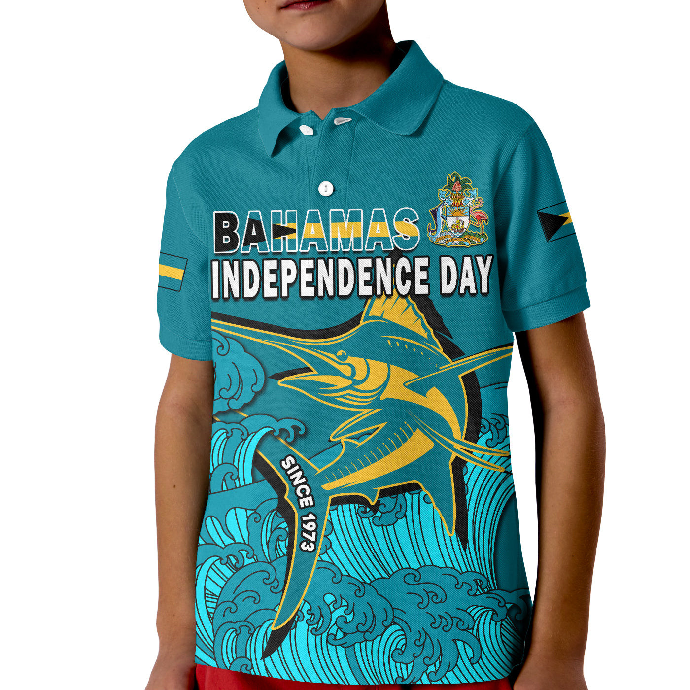 Bahamas Polo Shirt Independence Day KID Blue Marlin Since 1973 Style - Wonder Print Shop