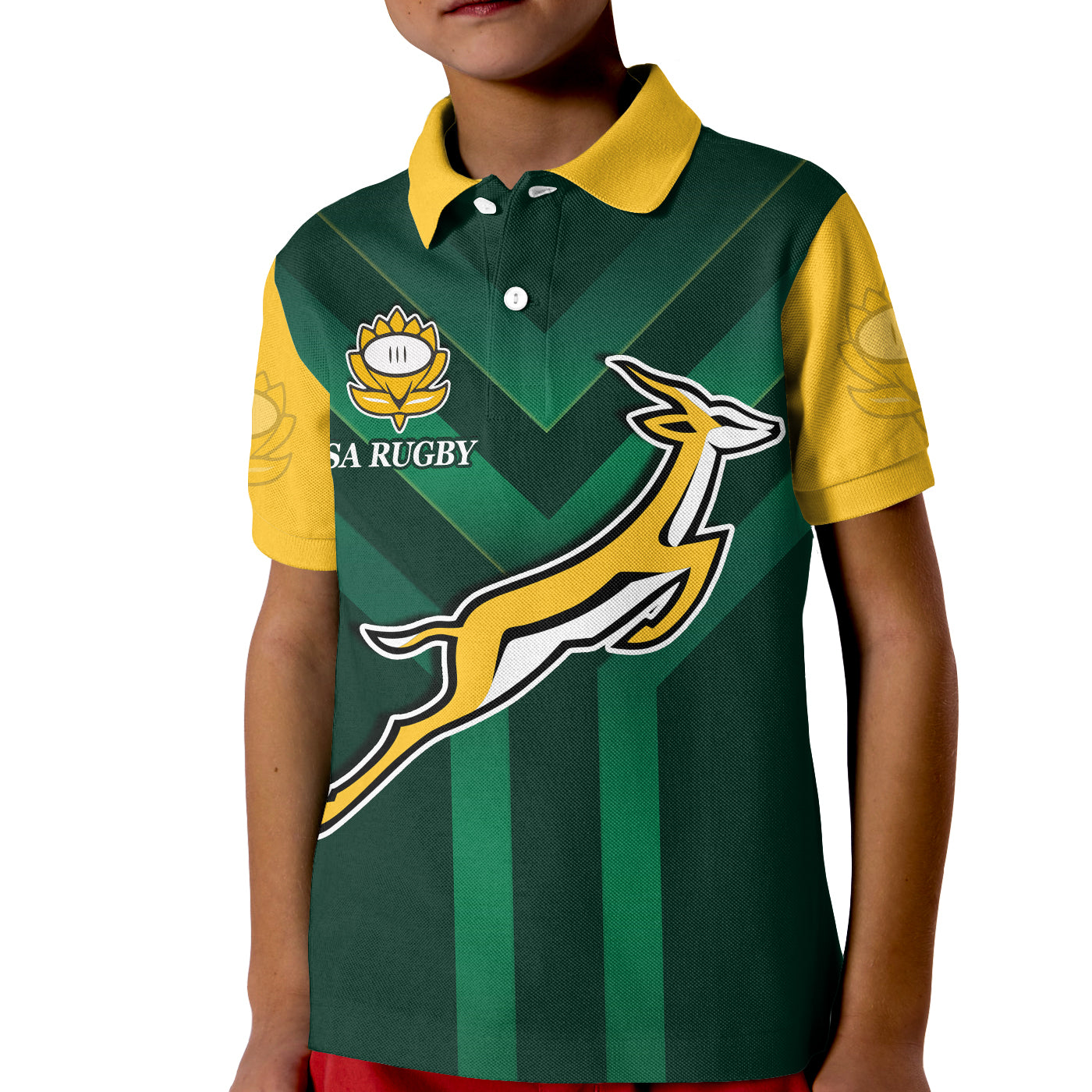 South Africa Rugby Polo Shirt KID Springboks King Protea Go Bokke LT13 - Wonder Print Shop