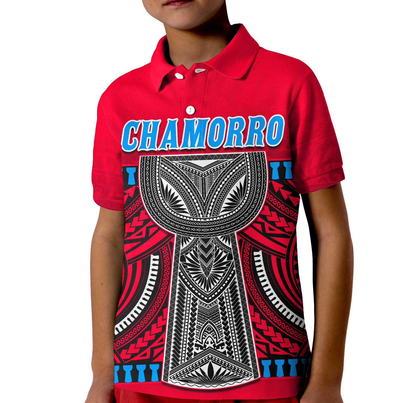 Chamorro Guam Polo Shirt KID Latte Stone Red Polynesian Haligi LT13 - Wonder Print Shop