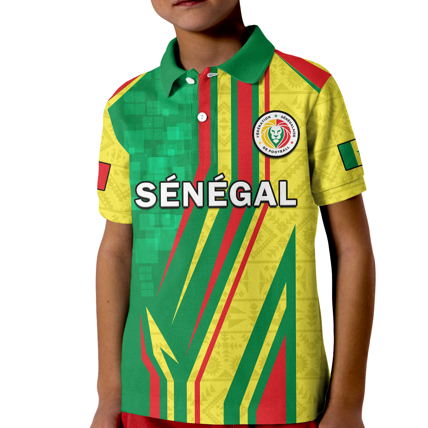 Senegal Football Polo Shirt KID Allez Les Lions Sporty Style - Wonder Print Shop