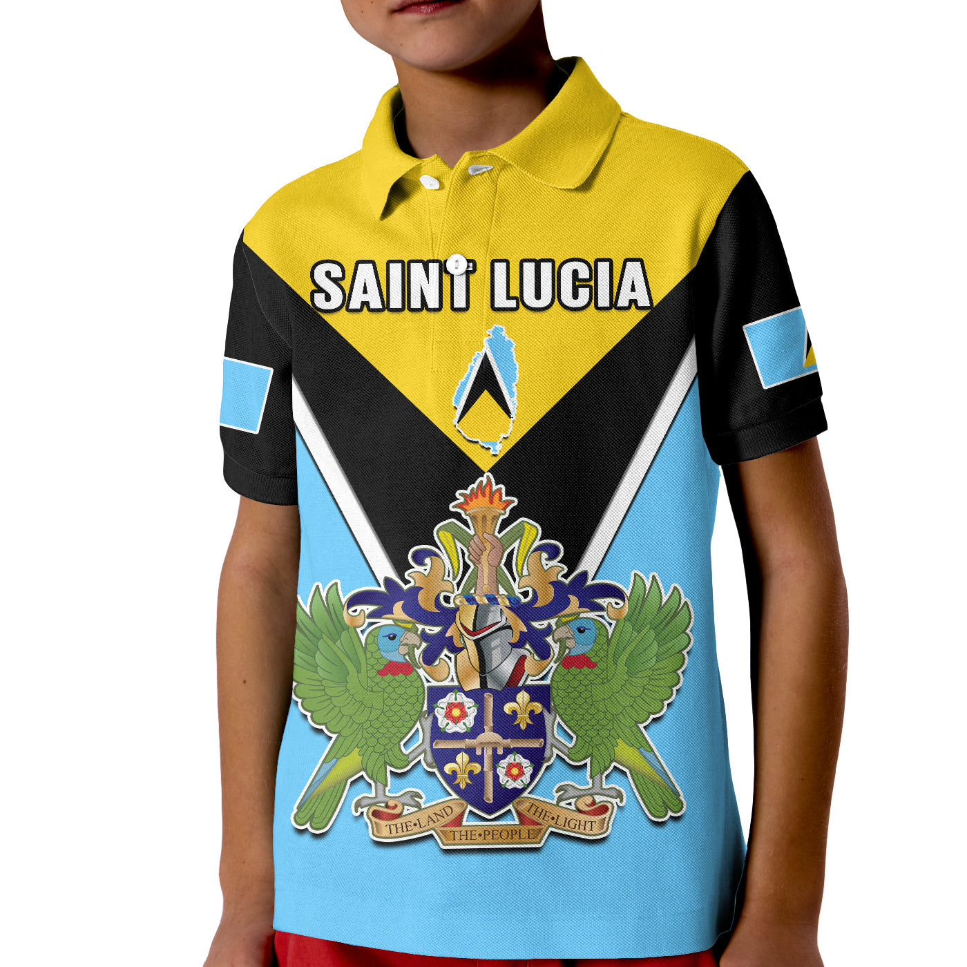 Custom Saint Lucia Polo Shirt KID Happy 44 Years Of Independence - Wonder Print Shop