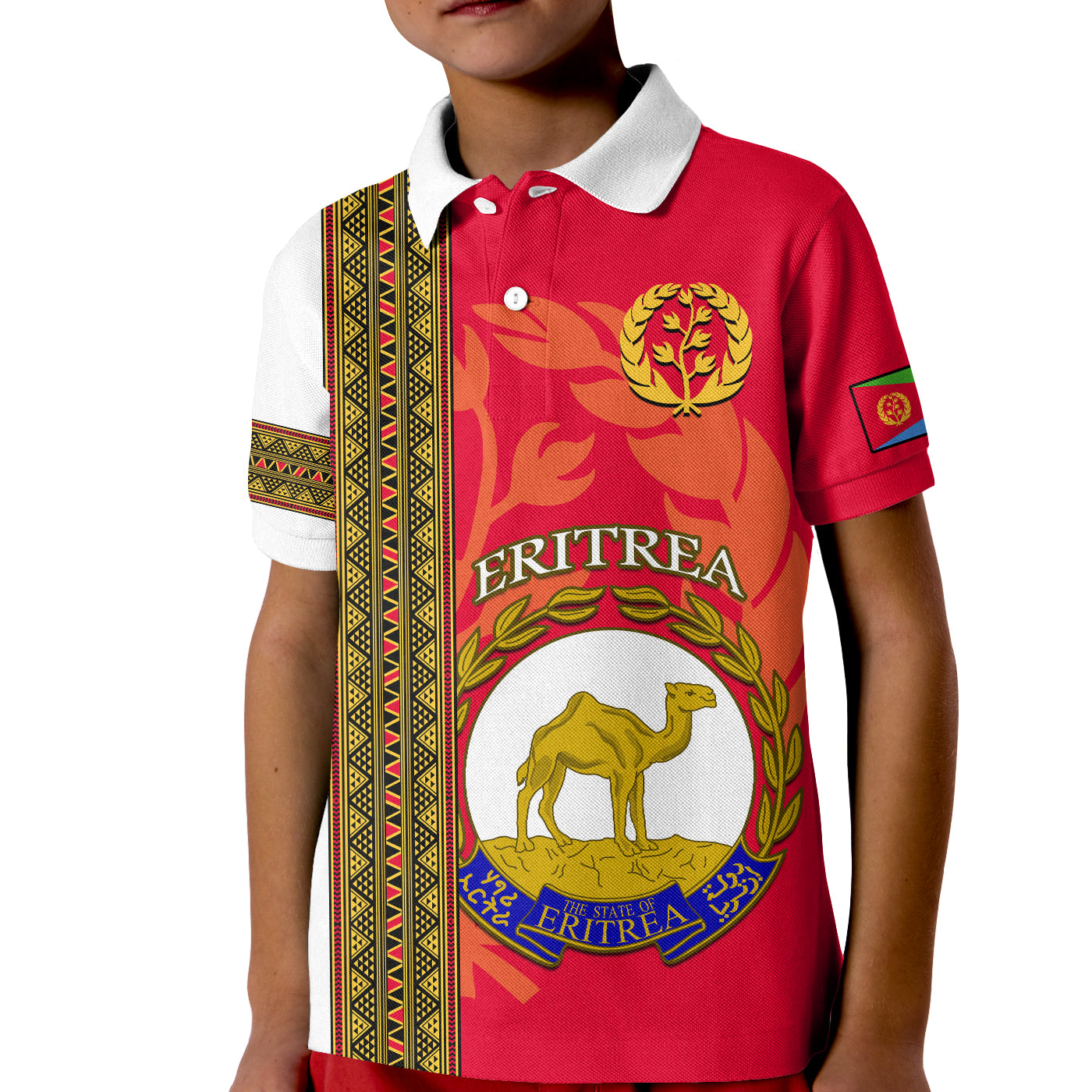 Eritrea Polo Shirt KID African Pattern Happy Independence Day Version White - Wonder Print Shop