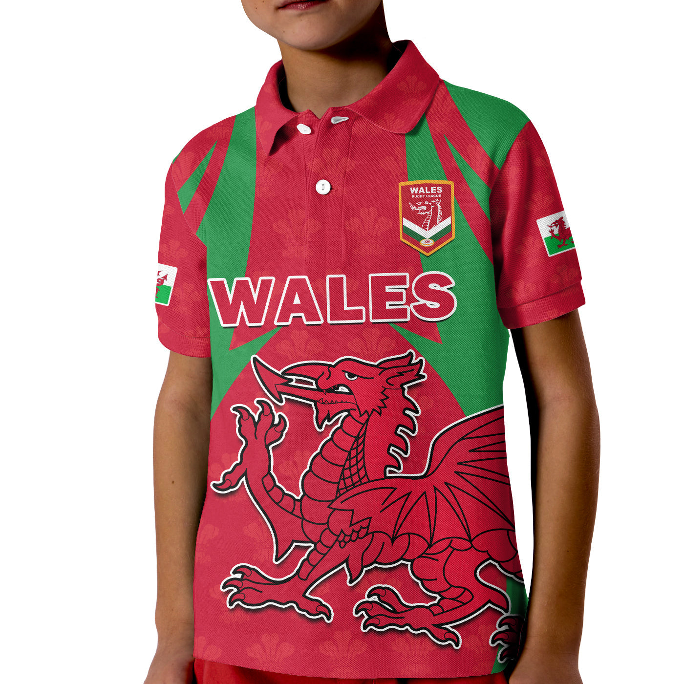 Wales Rugby Polo Shirt KID The Dragons National Team Come On Cymru - Wonder Print Shop