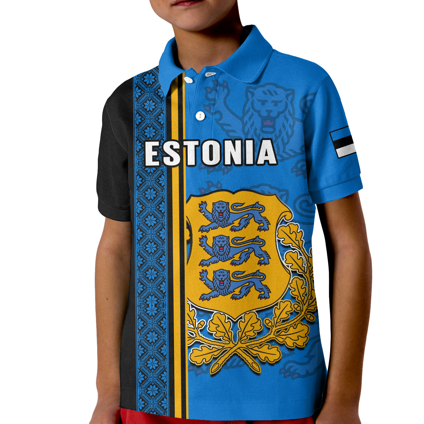 Estonia Polo Shirt KID Happy Estonian Independence Day With Coat Of Arms - Wonder Print Shop