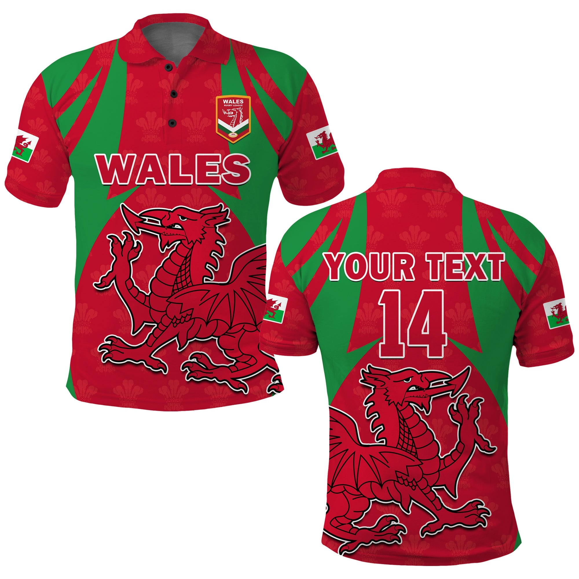 (Custom Text And Number) Wales Rugby Polo Shirt The Dragons National Team Come On Cymru - Wonder Print Shop