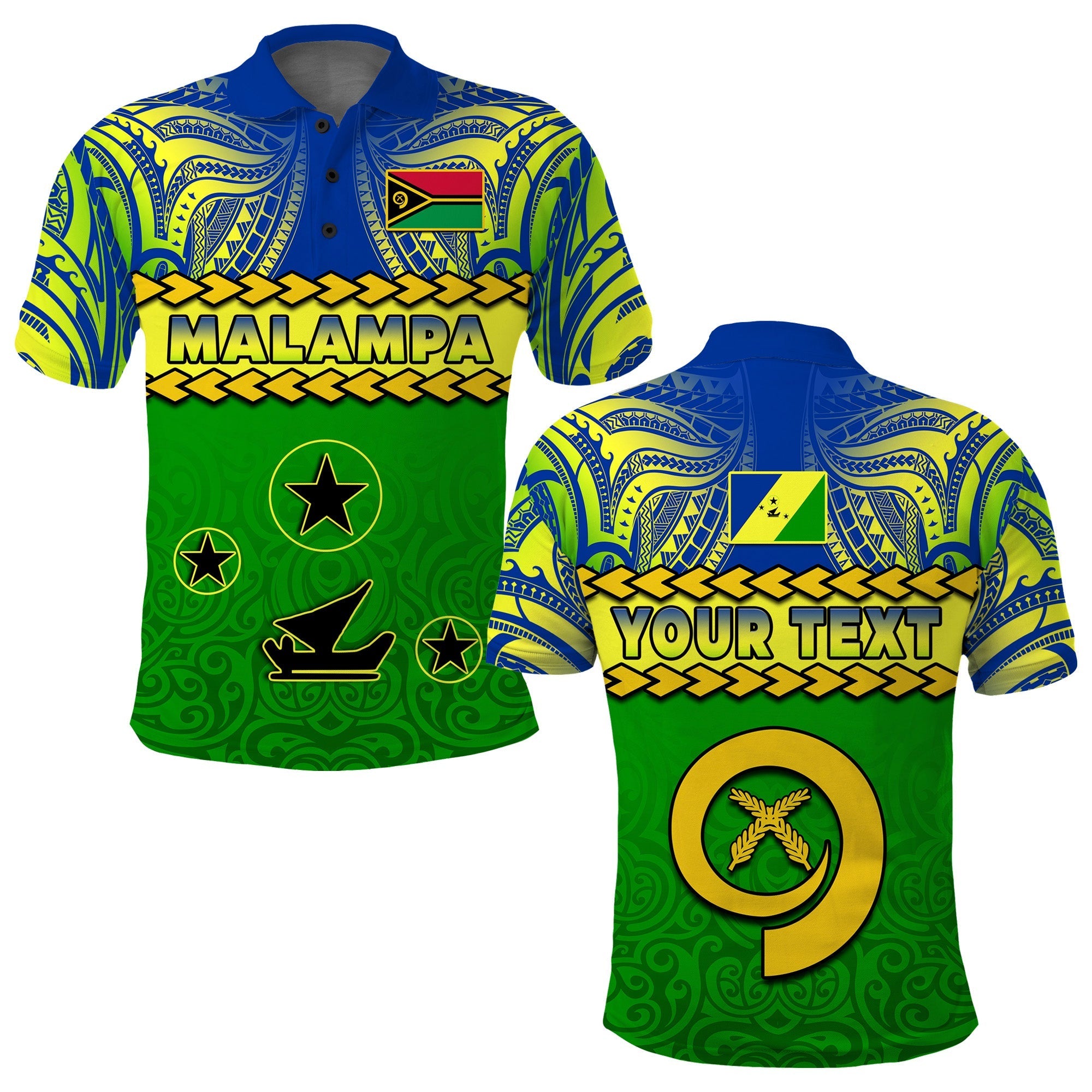 Custom Malampa Province Polo Shirt Vanuatu Pig Tusk Polynesian Flag Style - Wonder Print Shop