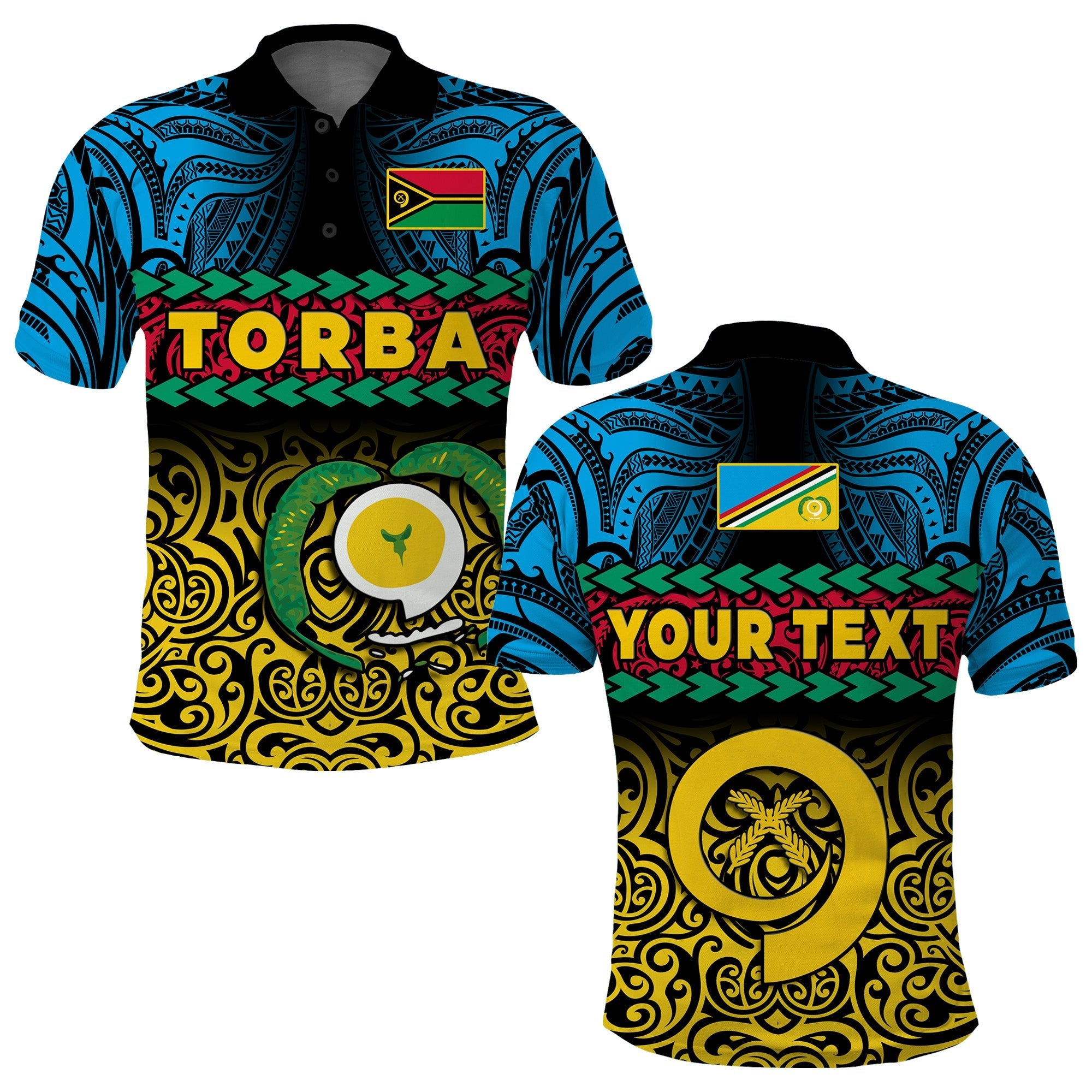 Custom Torba Province Polo Shirt Vanuatu Pig Tusk Polynesian Flag Style - Wonder Print Shop