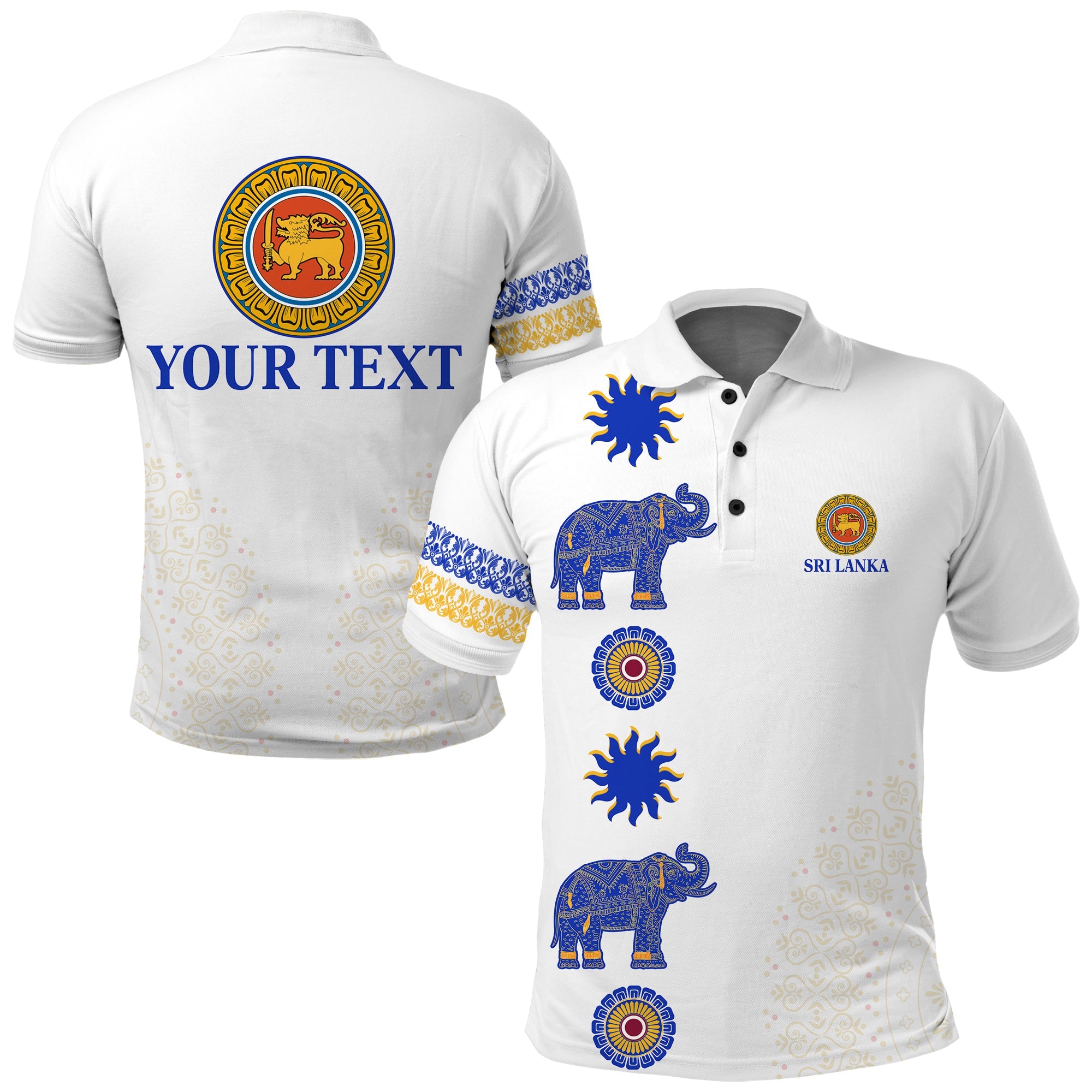 Custom Sri Lanka Polo Shirt Traditional Pattern and Elephants LT13 - Wonder Print Shop