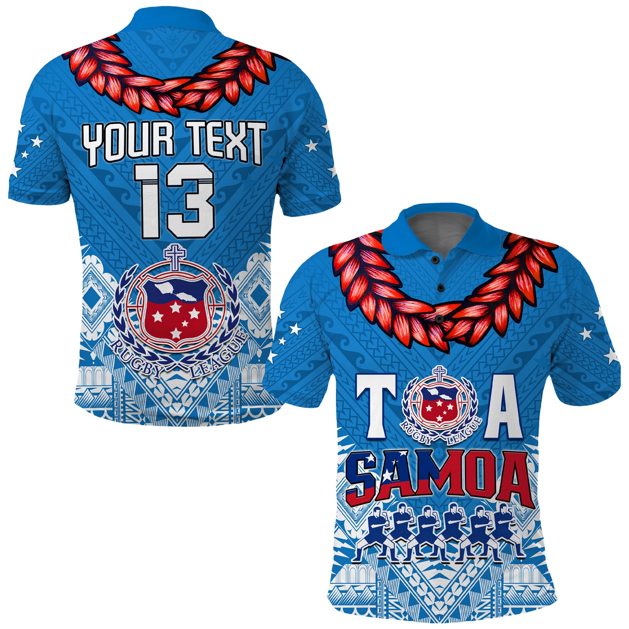 (Custom Text and Number) Toa Samoa Rugby Polo Shirt Manu Siva Tau Style Ulafala LT13 - Wonder Print Shop