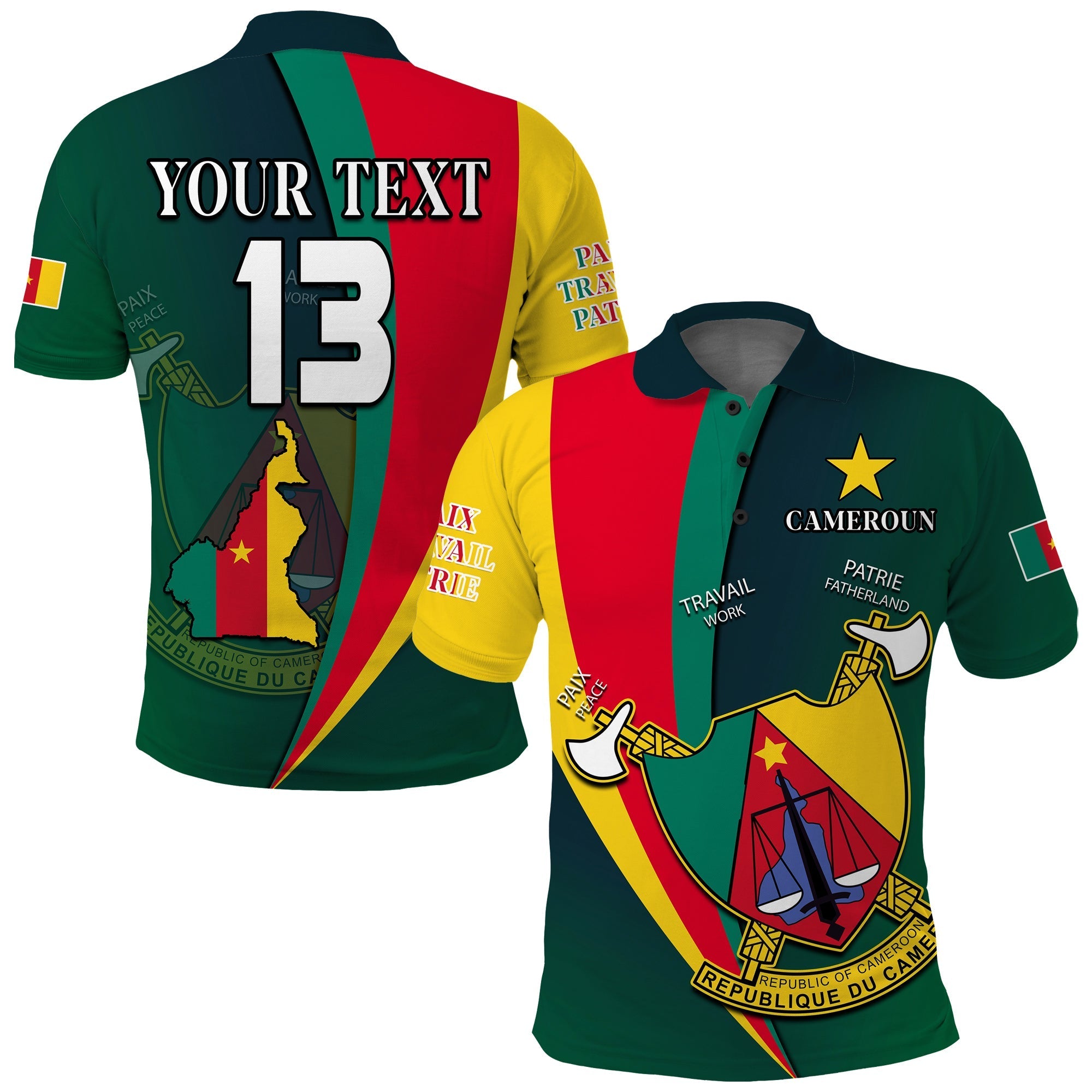 (Custom Text and Number) Cameroon Polo Shirt Map Cameroun Style Flag LT13 - Wonder Print Shop