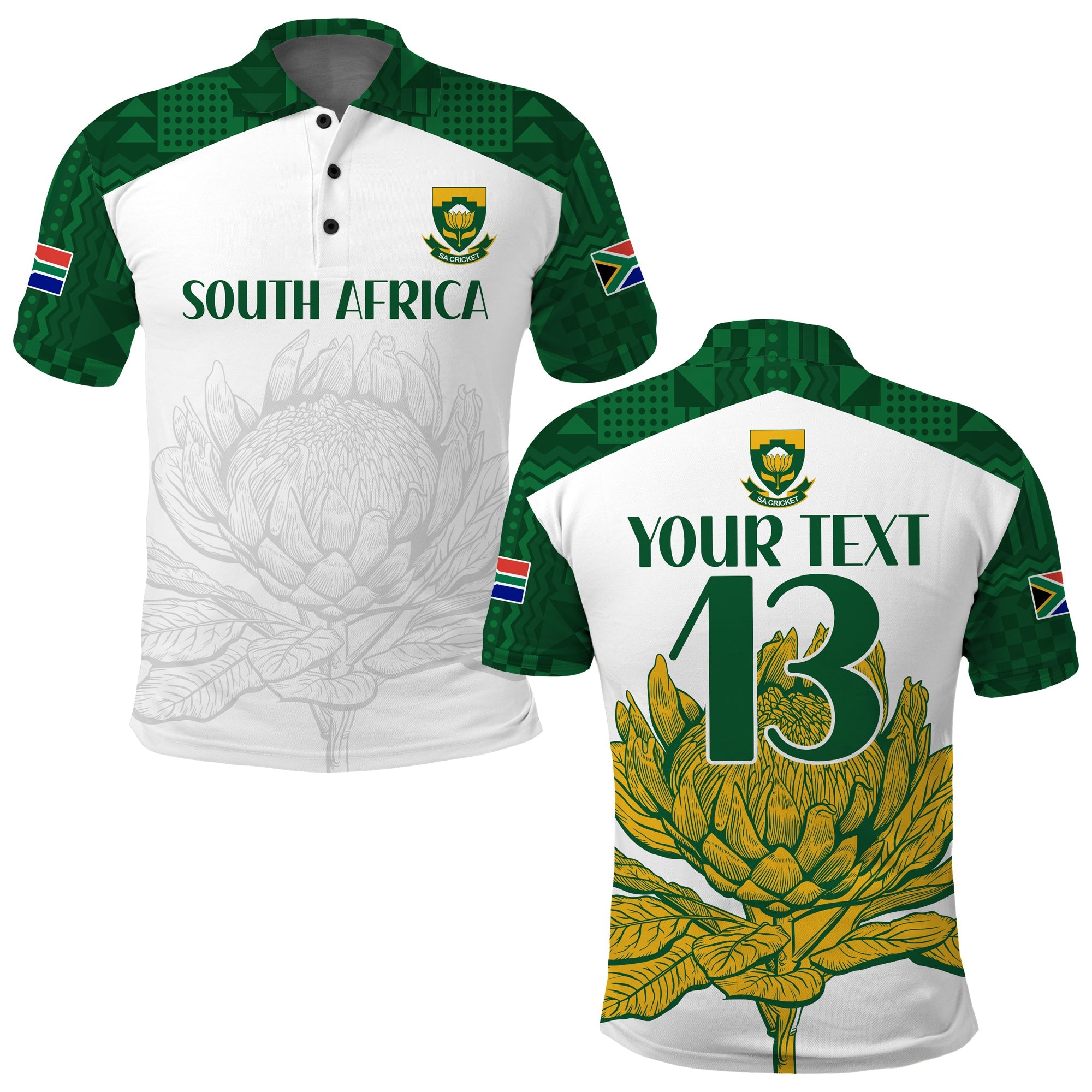 (Custom Text and Number) South Africa Cricket Polo Shirt Go Proteas Boxing Day Test LT13 - Wonder Print Shop