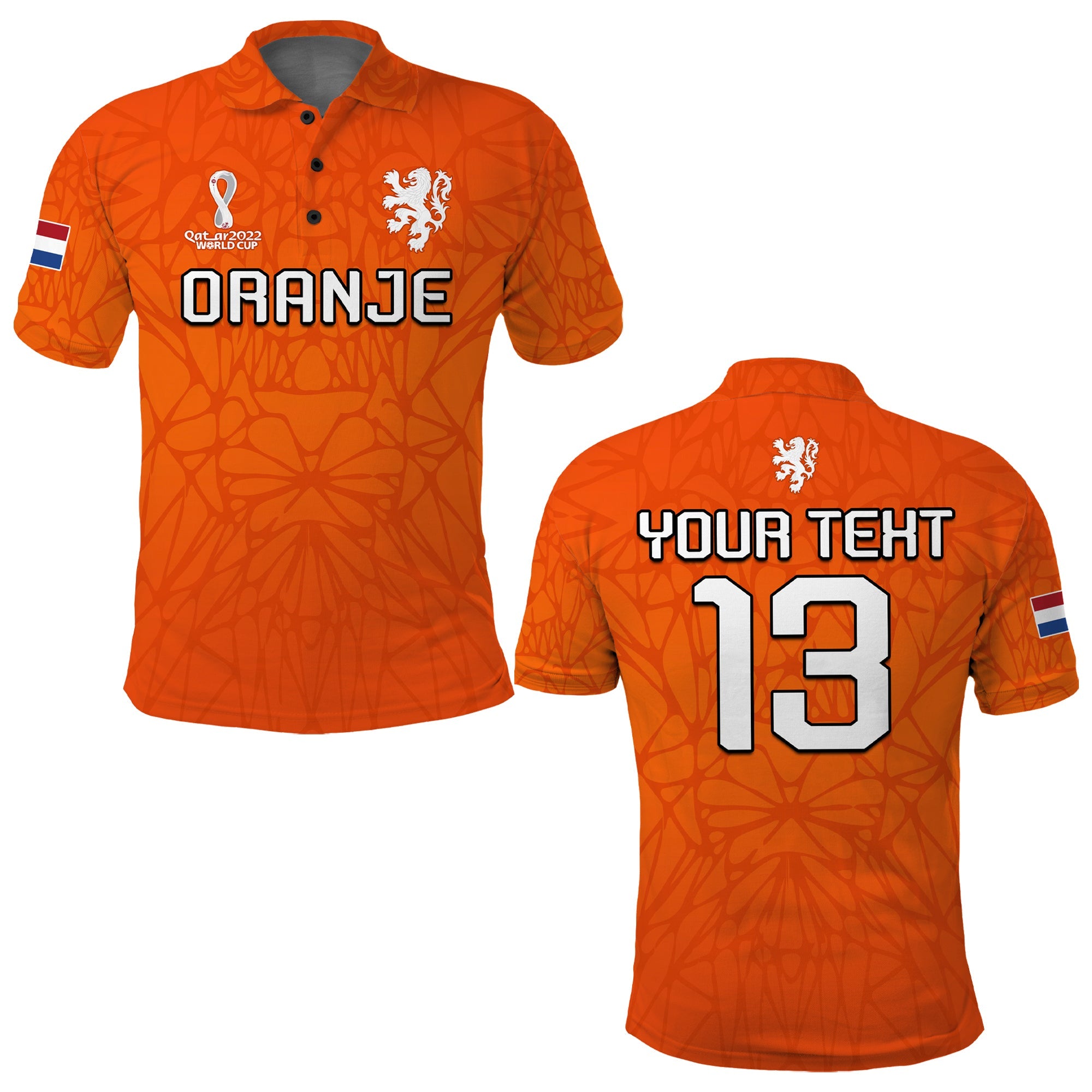 (Custom Text and Number) Football Polo Shirt 2022 Soccer World Cup Oranje Champions LT13 - Wonder Print Shop