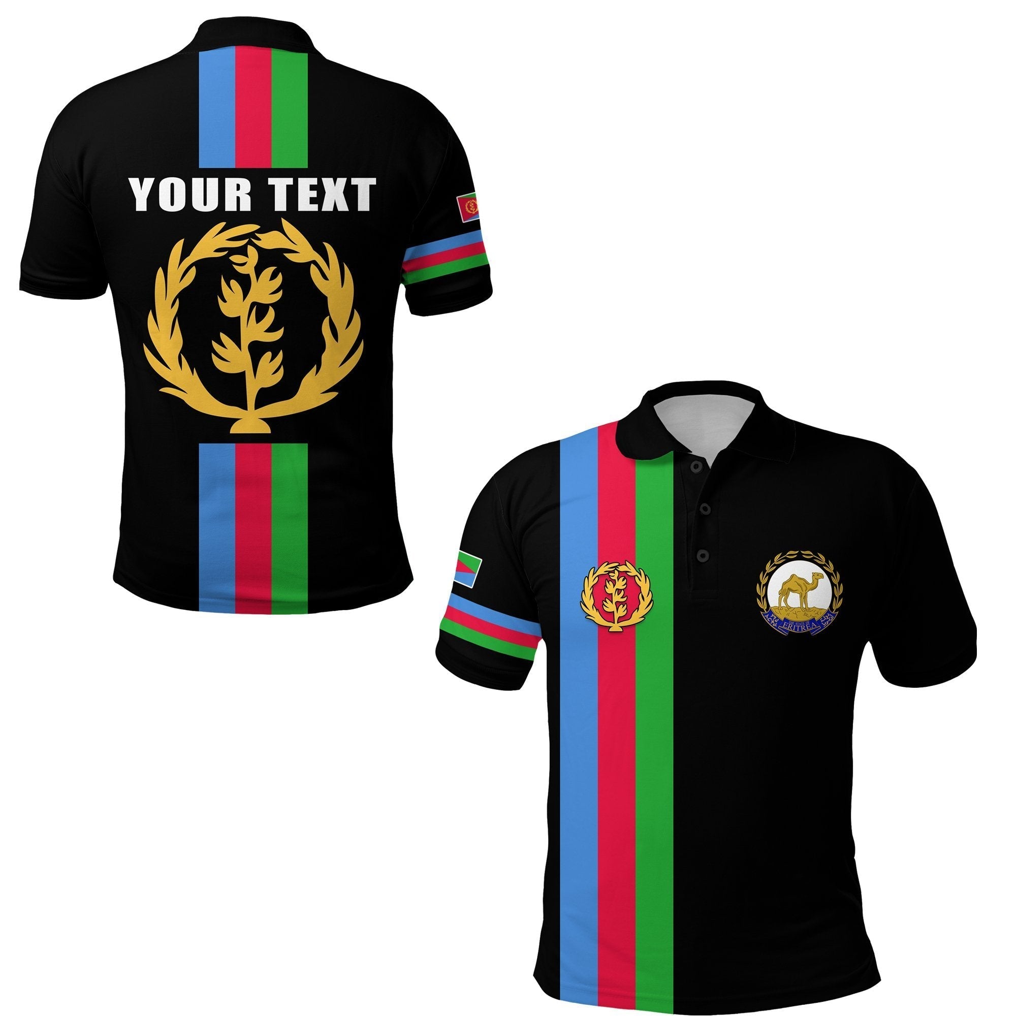 Custom Eritrea Polo Shirt Striped Black LT13 - Wonder Print Shop