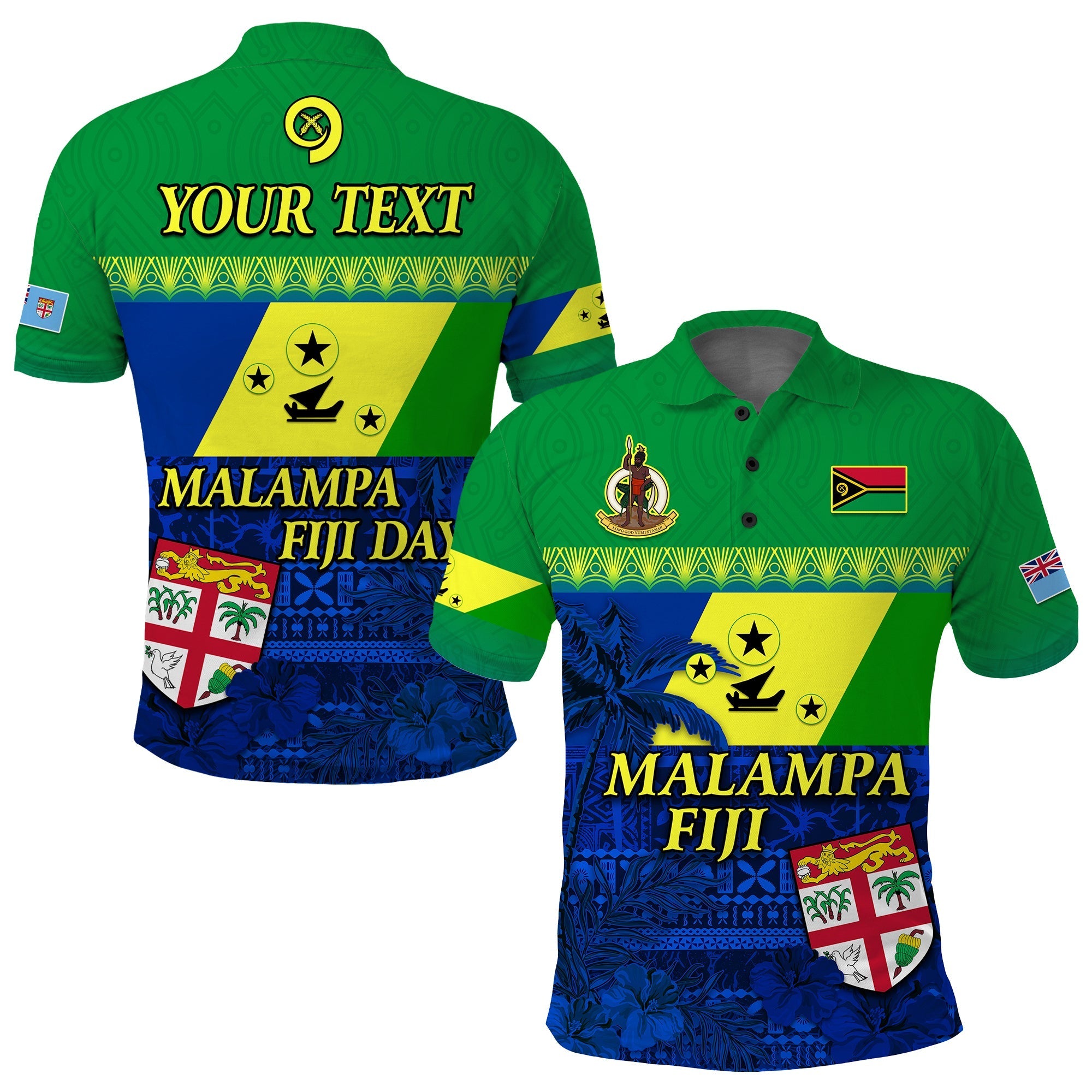 Custom Malampa Fiji Day Polo Shirt Vanuatu Polynesia mix Flowers LT13 - Wonder Print Shop