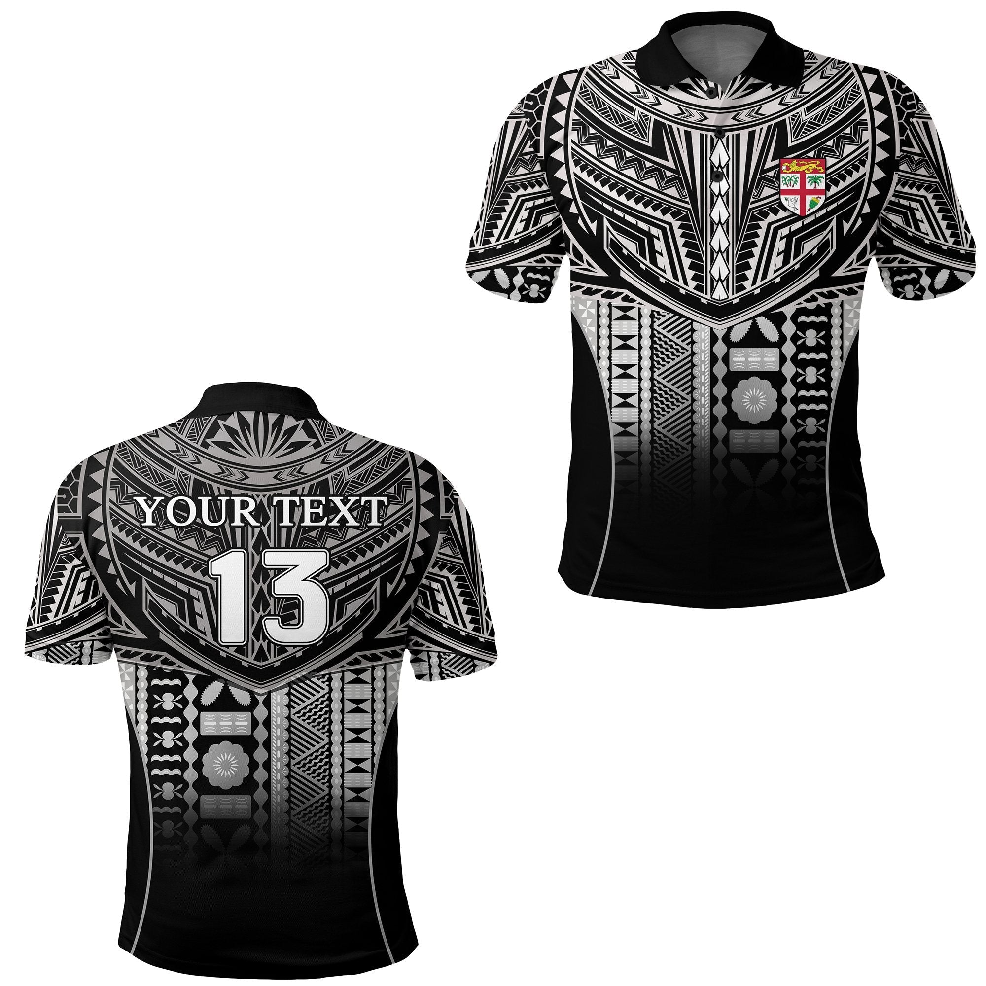 Custom Fiji Faithful Polo Shirt Version Black Custom Text and Number LT13 - Wonder Print Shop