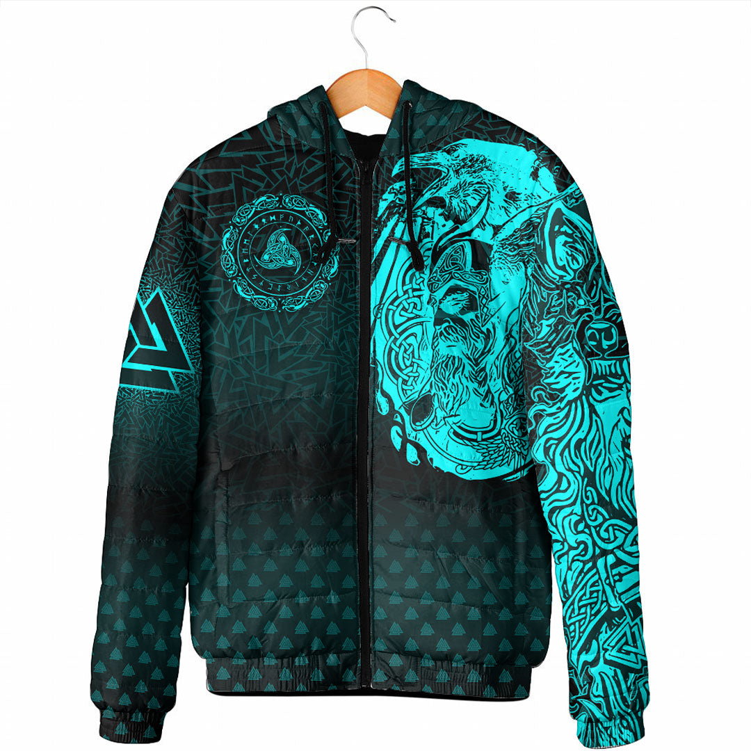 viking-clothing-viking-odin-raven-tattoo-style-cyan-version-padded-hooded-jacket