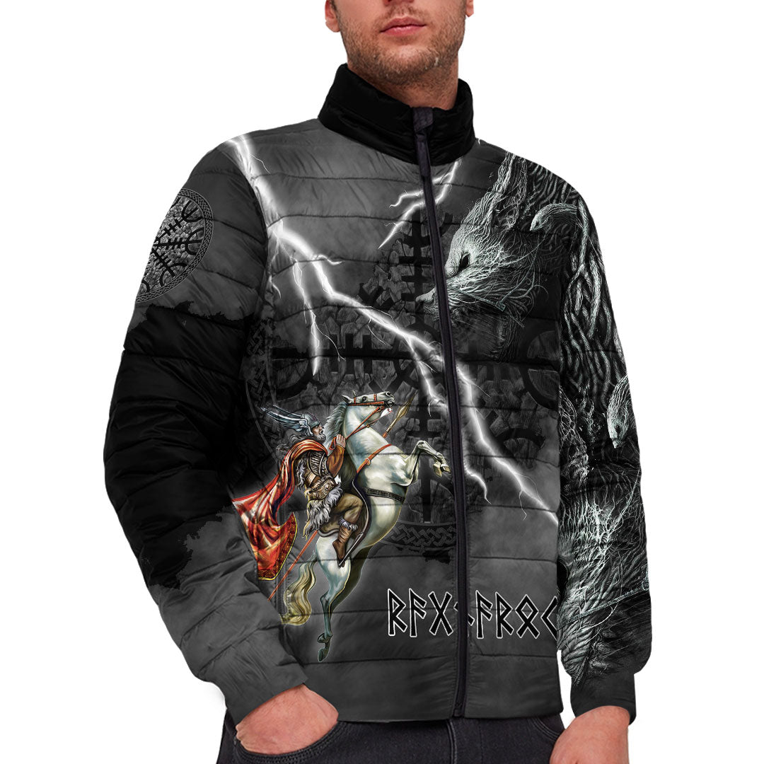 custom-viking-ragnarok-padded-jacket-odin-fight-fenrir-on-thunder-background